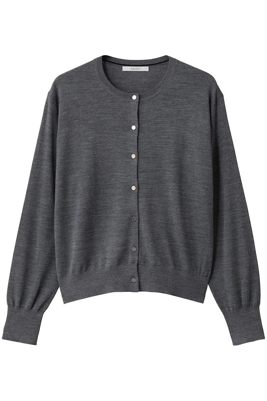 【アナイ/ANAYI】のスーパーFメリノクルーカーディガン インテリア・キッズ・メンズ・レディースファッション・服の通販 founy(ファニー) 　ファッション　Fashion　レディースファッション　Fashion for Women　トップス・カットソー　Cut & Sew Tops　ニット　Knit Tops & Sweaters　カーディガン・羽織り　Layered Style Cardigans　2025年　2025　2025-2026秋冬・A/W　Autumn/Winter 2025–26 AW25–26　カーディガン　Cardigan, Knitwear　スタンダード　Standard, Basic　スリーブ　Sleeve, Long Sleeve / Short Sleeve　ロング　Long, Long-Length　A/W・秋冬　Autumn/Winter　チャコールグレー|ID: prp329100004651020 ipo3291000000033602933