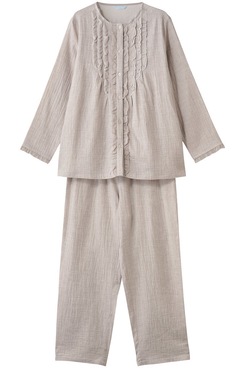 【キッドブルー/KID BLUE】の25オータムWガーゼパジャマ インテリア・キッズ・メンズ・レディースファッション・服の通販 founy(ファニー) 　ファッション　Fashion　レディースファッション　Fashion for Women　2025年　2025　2025-2026秋冬・A/W　Autumn/Winter 2025–26 AW25–26　オータム　Autumn Fashion　ダブル　Double, Double-Breasted　パジャマ　Pajamas, Sleepwear　フリル　Frill, Ruffle　ボックス　Boxy, Box Shape　リラックス　Relax, Relaxed Fit　A/W・秋冬　Autumn/Winter　サンドベージュ|ID: prp329100004651032 ipo3291000000033603032