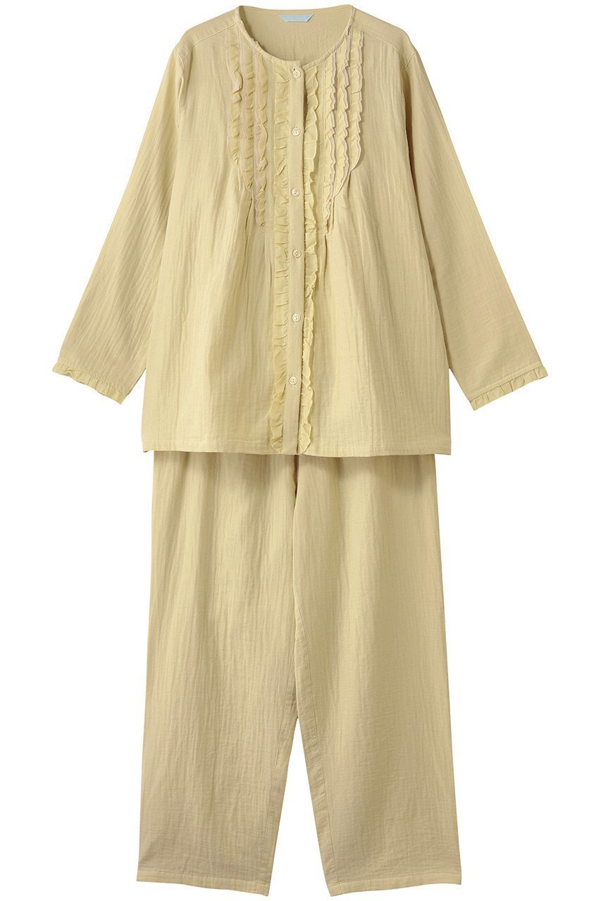 【キッドブルー/KID BLUE】の25オータムWガーゼパジャマ インテリア・キッズ・メンズ・レディースファッション・服の通販 founy(ファニー) 　ファッション　Fashion　レディースファッション　Fashion for Women　2025年　2025　2025-2026秋冬・A/W　Autumn/Winter 2025–26 AW25–26　オータム　Autumn Fashion　ダブル　Double, Double-Breasted　パジャマ　Pajamas, Sleepwear　フリル　Frill, Ruffle　ボックス　Boxy, Box Shape　リラックス　Relax, Relaxed Fit　A/W・秋冬　Autumn/Winter　イエロー|ID: prp329100004651032 ipo3291000000033603033