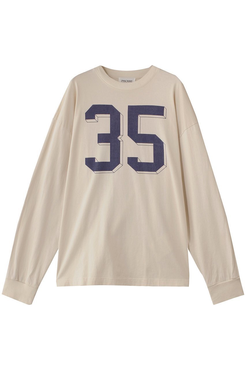 【アンスクリア/INSCRIRE】のNo35 ロング スリーブルーズ フィット インテリア・キッズ・メンズ・レディースファッション・服の通販 founy(ファニー) 　ファッション　Fashion　レディースファッション　Fashion for Women　トップス・カットソー　Cut & Sew Tops　シャツ・ブラウス・オフィスカジュアル　Elegant Blouses & Button-Ups　ロングTシャツ・Tシャツ　Longline T-Shirts & Tees　カットソー・ベーシックTシャツ　Cut-and-Sewn Tops / Stretch Tees & Basics　2025年　2025　2025-2026秋冬・A/W　Autumn/Winter 2025–26 AW25–26　グラフィック　Graphic, Graphic Design　スリーブ　Sleeve, Long Sleeve / Short Sleeve　バランス　Balance, Style Balance　フィット　Fit, Slim Fit　ルーズ　Loose, Oversized　ロング　Long, Long-Length　A/W・秋冬　Autumn/Winter　アイボリー×ネイビー|ID: prp329100004651933 ipo3291000000033615189