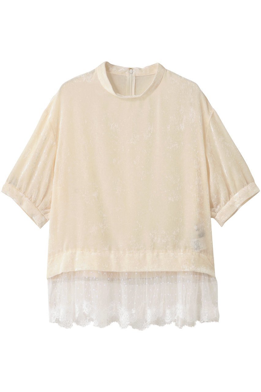 【ミュベール/MUVEIL】のベロアレーストップス インテリア・キッズ・メンズ・レディースファッション・服の通販 founy(ファニー) 　ファッション　Fashion　レディースファッション　Fashion for Women　トップス・カットソー　Cut & Sew Tops　シャツ・ブラウス・オフィスカジュアル　Elegant Blouses & Button-Ups　ベロアトップス　Velour Tops / Velvet-Look Items　2025年　2025　2025-2026秋冬・A/W　Autumn/Winter 2025–26 AW25–26　オケージョン　Occasion Wear　ショート　Short, Short Length　スリーブ　Sleeve, Long Sleeve / Short Sleeve　レース　Lace, Lace Fabric　エレガント 上品　Elegant　A/W・秋冬　Autumn/Winter　エクリュ|ID: prp329100004651957 ipo3291000000033615347