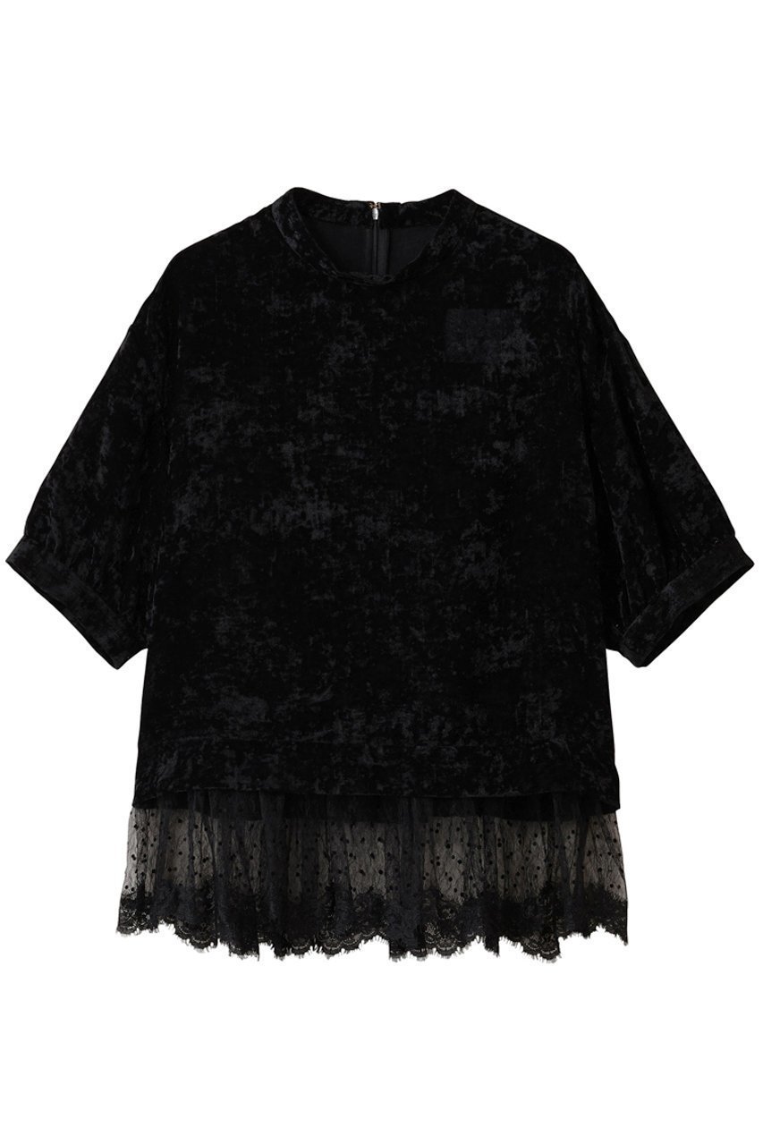 【ミュベール/MUVEIL】のベロアレーストップス インテリア・キッズ・メンズ・レディースファッション・服の通販 founy(ファニー) 　ファッション　Fashion　レディースファッション　Fashion for Women　トップス・カットソー　Cut & Sew Tops　シャツ・ブラウス・オフィスカジュアル　Elegant Blouses & Button-Ups　ベロアトップス　Velour Tops / Velvet-Look Items　2025年　2025　2025-2026秋冬・A/W　Autumn/Winter 2025–26 AW25–26　オケージョン　Occasion Wear　ショート　Short, Short Length　スリーブ　Sleeve, Long Sleeve / Short Sleeve　レース　Lace, Lace Fabric　エレガント 上品　Elegant　A/W・秋冬　Autumn/Winter　ブラック|ID: prp329100004651957 ipo3291000000033615348