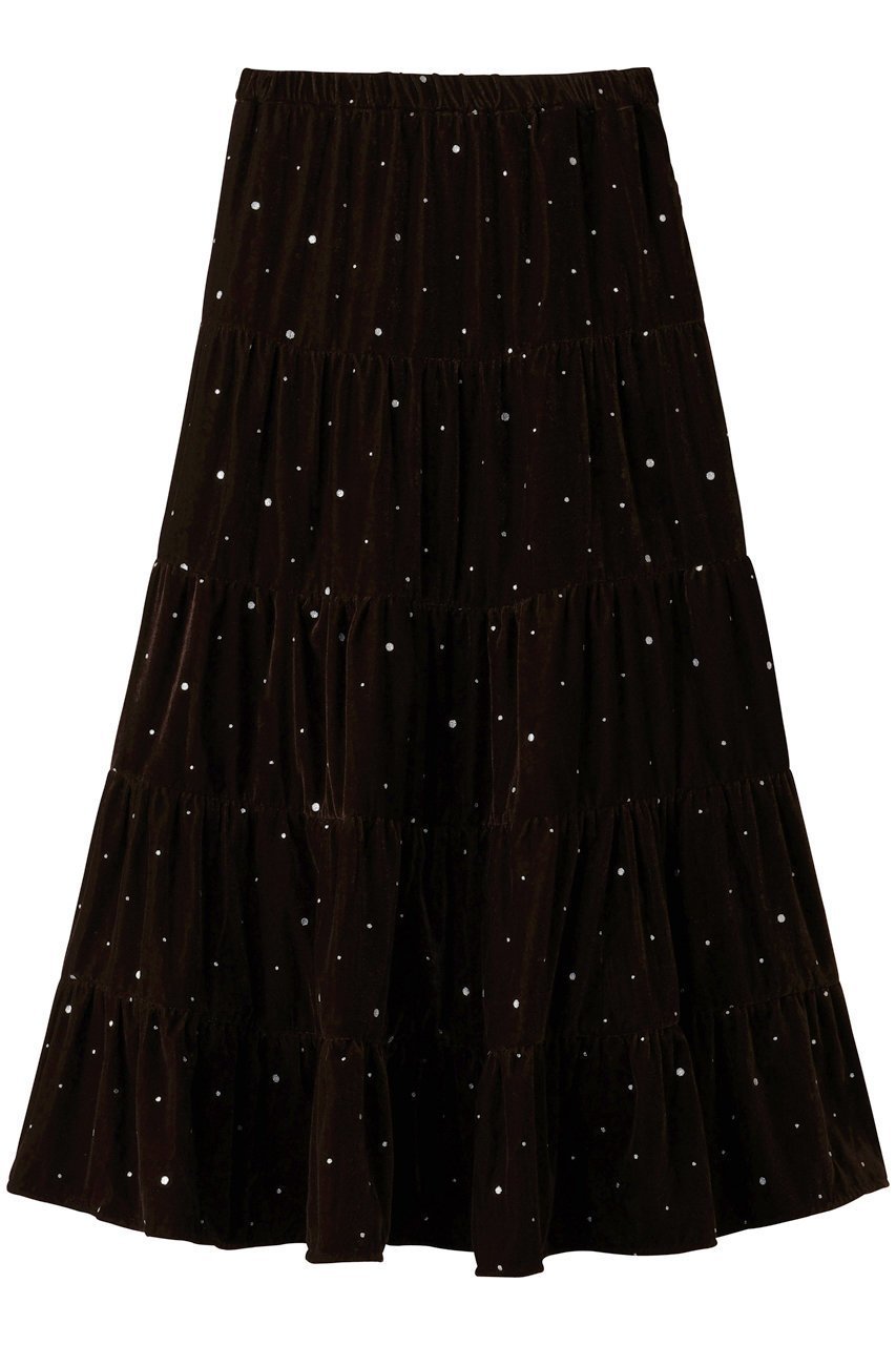【クチュールドアダム/COUTURE D'ADAM】のグリッターベルベットティアードスカート インテリア・キッズ・メンズ・レディースファッション・服の通販 founy(ファニー) 　ファッション　Fashion　レディースファッション　Fashion for Women　スカート　Skirts　ティアードスカート　Tiered Skirts　2025年　2025　2025-2026秋冬・A/W　Autumn/Winter 2025–26 AW25–26　ティアードスカート　Tiered Skirt, Flounced Skirt　ベルベット　Velvet, Velvety　A/W・秋冬　Autumn/Winter　ブラウン|ID: prp329100004651992 ipo3291000000033615639