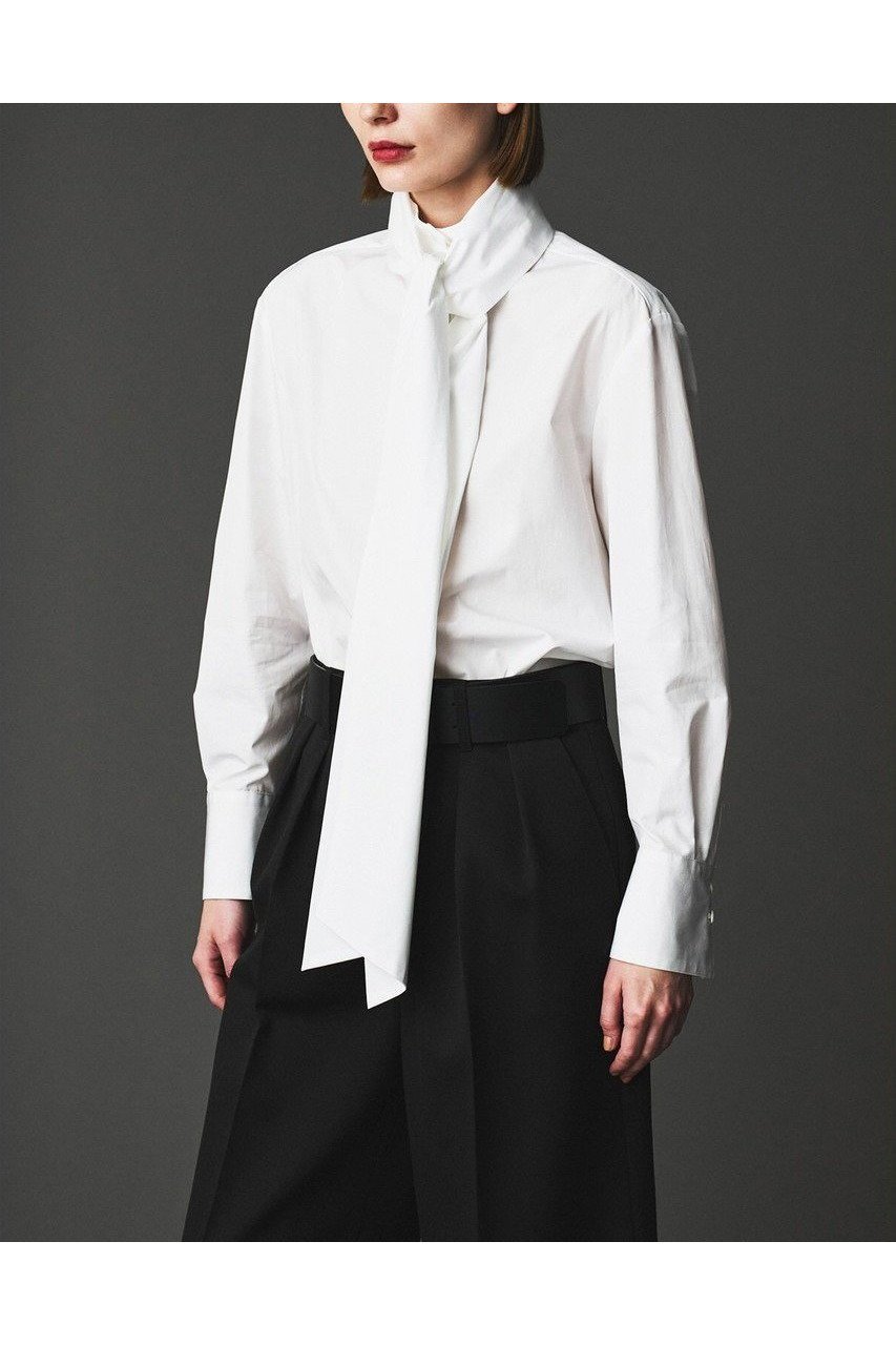 【オブリオ/AUBRIOT】のファインブロード ハイネックシャツ インテリア・キッズ・メンズ・レディースファッション・服の通販 founy(ファニー) 　ファッション　Fashion　レディースファッション　Fashion for Women　トップス・カットソー　Cut & Sew Tops　シャツ・ブラウス・オフィスカジュアル　Elegant Blouses & Button-Ups　2025年　2025　2025-2026秋冬・A/W　Autumn/Winter 2025–26 AW25–26　エレガント 上品　Elegant　シンプル　Simple, Minimal　ストライプ　Stripe, Striped Pattern　スリーブ　Sleeve, Long Sleeve / Short Sleeve　ハイネック　High Neck, Mock Neck　ロング　Long, Long-Length　ロンドン　London Style, British Inspired　ワイド　Wide, Wide Fit　定番　Standard, Basic Item　無地　Plain, Solid Color　A/W・秋冬　Autumn/Winter　オフホワイト|ID: prp329100004652056 ipo3291000000033616196
