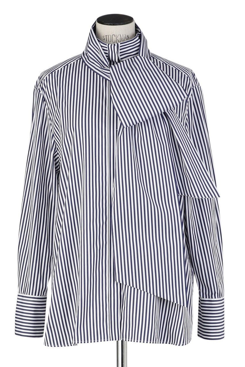 【オブリオ/AUBRIOT】のファインブロード ハイネックシャツ インテリア・キッズ・メンズ・レディースファッション・服の通販 founy(ファニー) 　ファッション　Fashion　レディースファッション　Fashion for Women　トップス・カットソー　Cut & Sew Tops　シャツ・ブラウス・オフィスカジュアル　Elegant Blouses & Button-Ups　2025年　2025　2025-2026秋冬・A/W　Autumn/Winter 2025–26 AW25–26　エレガント 上品　Elegant　シンプル　Simple, Minimal　ストライプ　Stripe, Striped Pattern　スリーブ　Sleeve, Long Sleeve / Short Sleeve　ハイネック　High Neck, Mock Neck　ロング　Long, Long-Length　ロンドン　London Style, British Inspired　ワイド　Wide, Wide Fit　定番　Standard, Basic Item　無地　Plain, Solid Color　A/W・秋冬　Autumn/Winter　ブルー|ID: prp329100004652056 ipo3291000000033616197