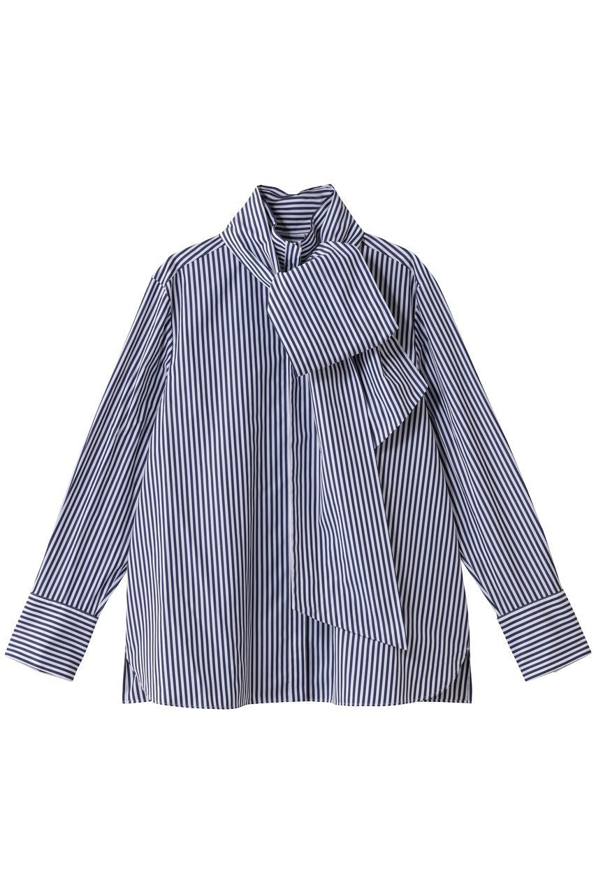 【オブリオ/AUBRIOT】のファインブロード ハイネックシャツ インテリア・キッズ・メンズ・レディースファッション・服の通販 founy(ファニー) ファッション Fashion レディースファッション Fashion for Women トップス・カットソー Cut & Sew Tops シャツ・ブラウス・オフィスカジュアル Elegant Blouses & Button-Ups エレガント 上品 Elegant シンプル Simple, Minimal ストライプ Stripe, Striped Pattern スリーブ Sleeve, Long Sleeve / Short Sleeve ハイネック High Neck, Mock Neck ロング Long, Long-Length ロンドン London Style, British Inspired ワイド Wide, Wide Fit 定番 Standard, Basic Item 無地 Plain, Solid Color ブルー|ID: prp329100004652056 ipo3291000000035947968