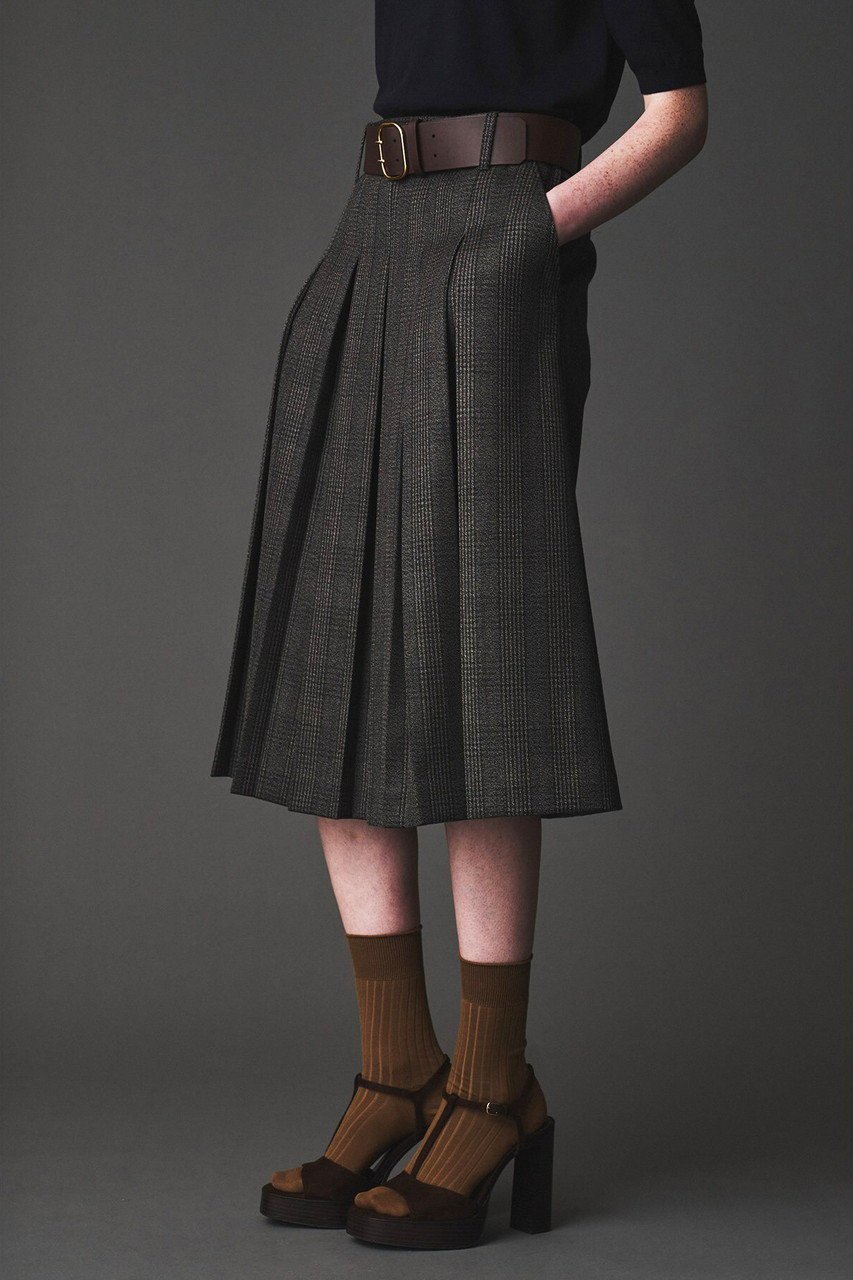 【オブリオ/AUBRIOT】のチェックスカート 人気、トレンドファッション・服の通販 founy(ファニー) 　ファッション　Fashion　レディースファッション　Fashion for Women　スカート　Skirts　ロングスカート　Long Skirts / Maxi & Midi Skirts　イタリア　Italy　キルト　Quilt, Quilted Fabric　クラシック　Classic, Timeless Style　コンパクト　Compact, Small Size　チェック　Check, Plaid, Tartan　プリーツ　Pleats, Pleated　ボックス　Boxy, Box Shape　ロング　Long, Long-Length　other-5|ID: prp329100004652070 ipo3291000000035708328