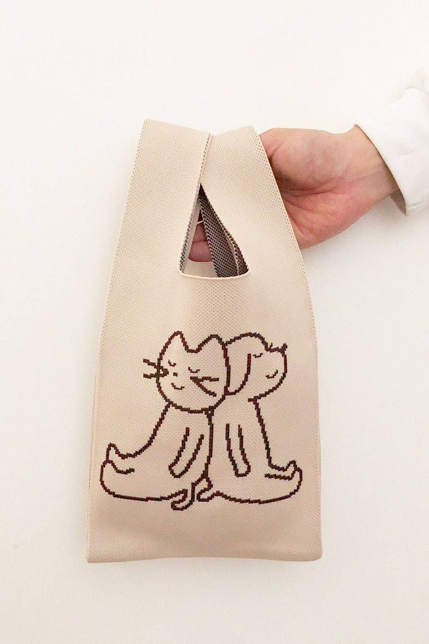 【ビーピービーピー/bpbp】の【UNISEX】【江夏潤一】ニット ミニマルシェバッグ 人気、トレンドファッション・服の通販 founy(ファニー) 　ファッション　Fashion　レディースファッション　Fashion for Women　トップス・カットソー　Cut & Sew Tops　ニット　Knit Tops & Sweaters　イラスト　Illustration　スマート　Smart, Elegant　財布　Wallet, Purse　ダブル　Double, Double-Breasted　フェイス　Face, Facial Design　ユニセックス　Unisex, Genderless　おすすめ　Recommended / Our Picks　夏　Summer　ギフト プレゼント　Gift / Present　other-7|ID: prp329100004653133 ipo3291000000035378451