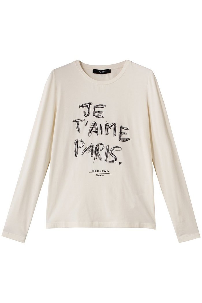 【マックスマーラ/Max Mara】の【Weekend Max Mara】RENOIR スパンコール JE TAIME PARISトップス インテリア・キッズ・メンズ・レディースファッション・服の通販 founy(ファニー) https://founy.com/ ファッション Fashion レディースファッション Fashion for Women トップス・カットソー Cut & Sew Tops シャツ・ブラウス・オフィスカジュアル Elegant Blouses & Button-Ups ロングTシャツ・Tシャツ Longline T-Shirts & Tees カットソー・ベーシックTシャツ Cut-and-Sewn Tops / Stretch Tees & Basics コンパクト Compact, Small Size スパンコール Sequins, Sequin Embellishment スリーブ Sleeve, Long Sleeve / Short Sleeve モノトーン Monotone, Black and White ロング Long, Long-Length 長袖 Long Sleeve, Full Sleeve |ID: prp329100004653145 ipo3291000000036152302