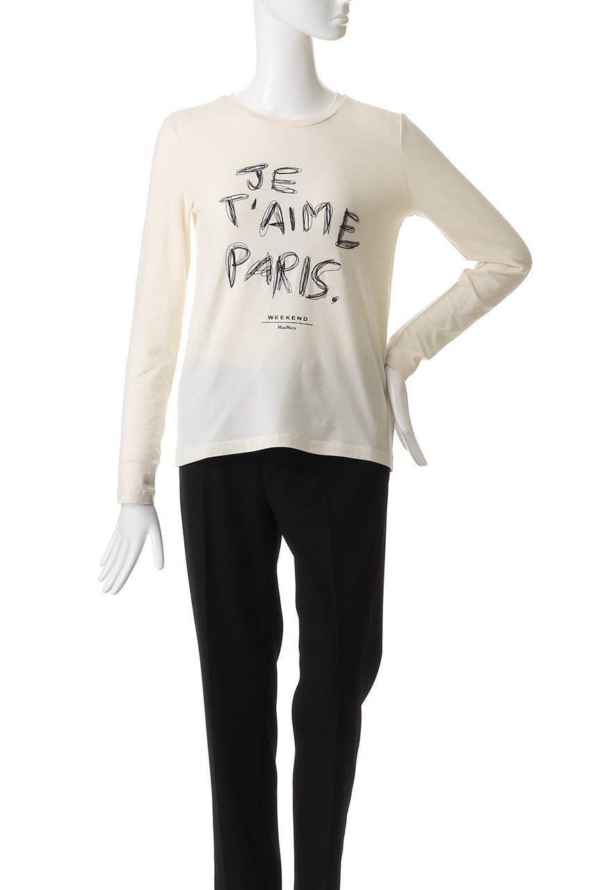 【マックスマーラ/Max Mara】の【Weekend Max Mara】RENOIR スパンコール JE TAIME PARISトップス 人気、トレンドファッション・服の通販 founy(ファニー) 　ファッション　Fashion　レディースファッション　Fashion for Women　トップス・カットソー　Cut & Sew Tops　シャツ・ブラウス・オフィスカジュアル　Elegant Blouses & Button-Ups　ロングTシャツ・Tシャツ　Longline T-Shirts & Tees　カットソー・ベーシックTシャツ　Cut-and-Sewn Tops / Stretch Tees & Basics　コンパクト　Compact, Small Size　スパンコール　Sequins, Sequin Embellishment　スリーブ　Sleeve, Long Sleeve / Short Sleeve　モノトーン　Monotone, Black and White　ロング　Long, Long-Length　長袖　Long Sleeve, Full Sleeve　other-2|ID: prp329100004653145 ipo3291000000036152306