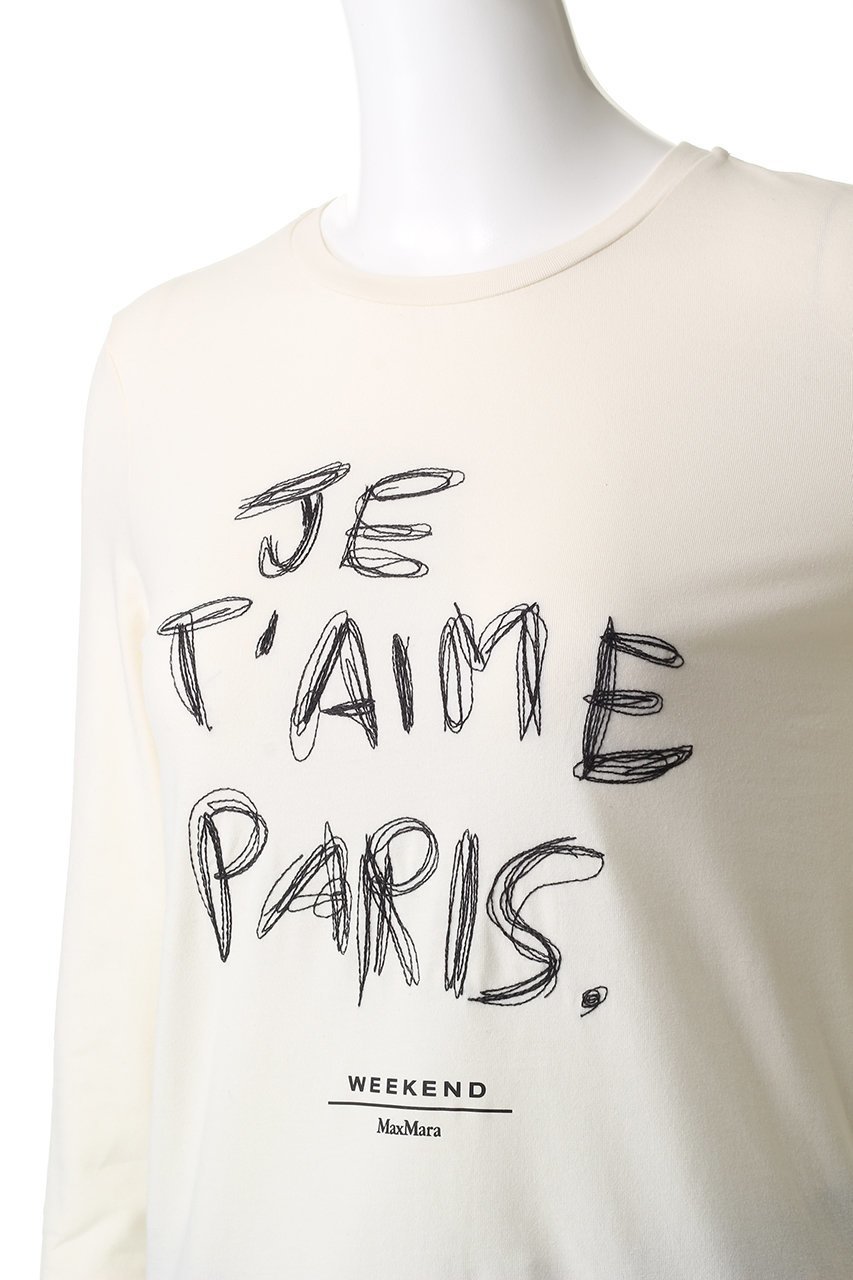 【マックスマーラ/Max Mara】の【Weekend Max Mara】RENOIR スパンコール JE TAIME PARISトップス 人気、トレンドファッション・服の通販 founy(ファニー) 　ファッション　Fashion　レディースファッション　Fashion for Women　トップス・カットソー　Cut & Sew Tops　シャツ・ブラウス・オフィスカジュアル　Elegant Blouses & Button-Ups　ロングTシャツ・Tシャツ　Longline T-Shirts & Tees　カットソー・ベーシックTシャツ　Cut-and-Sewn Tops / Stretch Tees & Basics　コンパクト　Compact, Small Size　スパンコール　Sequins, Sequin Embellishment　スリーブ　Sleeve, Long Sleeve / Short Sleeve　モノトーン　Monotone, Black and White　ロング　Long, Long-Length　長袖　Long Sleeve, Full Sleeve　other-5|ID: prp329100004653145 ipo3291000000036152309
