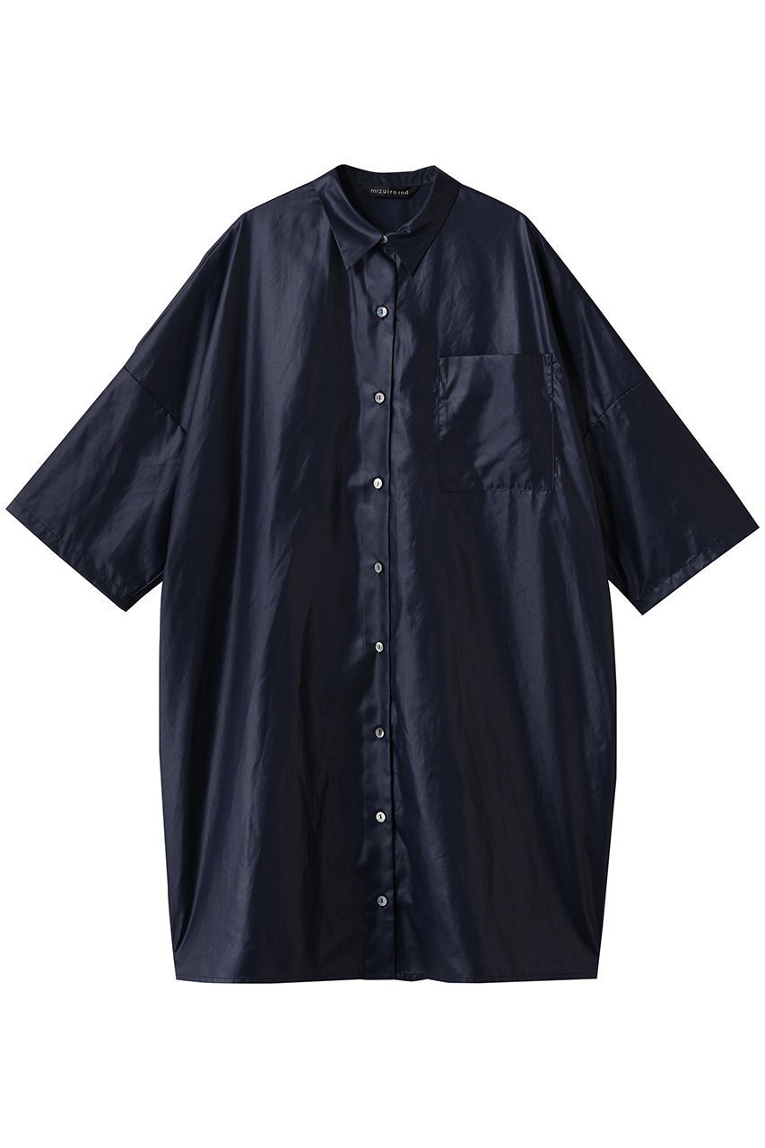 【ミズイロ インド/mizuiro ind】のglossy wide half slv shirt OP ワンピース インテリア・キッズ・メンズ・レディースファッション・服の通販 founy(ファニー) 　ファッション　Fashion　レディースファッション　Fashion for Women　ワンピース　Dresses　チュニック　Tunic Tops & Dresses　2025年　2025　2025-2026秋冬・A/W　Autumn/Winter 2025–26 AW25–26　チュニック　Tunic, Long Top　ロング　Long, Long-Length　A/W・秋冬　Autumn/Winter　navy|ID: prp329100004653151 ipo3291000000033628498