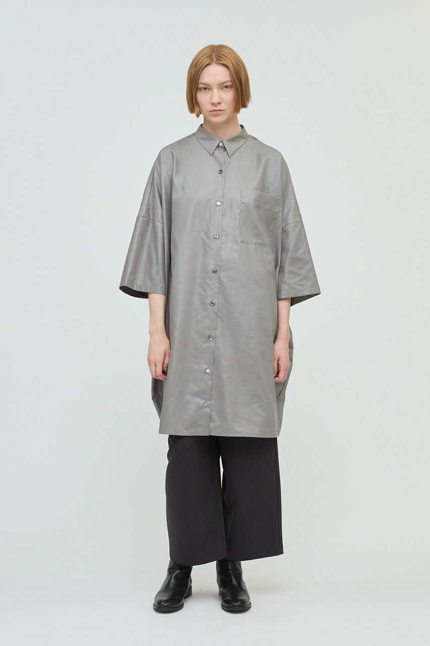【ミズイロ インド/mizuiro ind】のグロッシーワイドハーフスリーブシャツワンピース 人気、トレンドファッション・服の通販 founy(ファニー) 　ファッション　Fashion　レディースファッション　Fashion for Women　ワンピース　Dresses　シャツワンピース / 1枚で着映えコーデ　Shirt Dresses　チュニック　Tunic Tops & Dresses　チュニック　Tunic, Long Top　ロング　Long, Long-Length　other-6|ID: prp329100004653151 ipo3291000000035884192