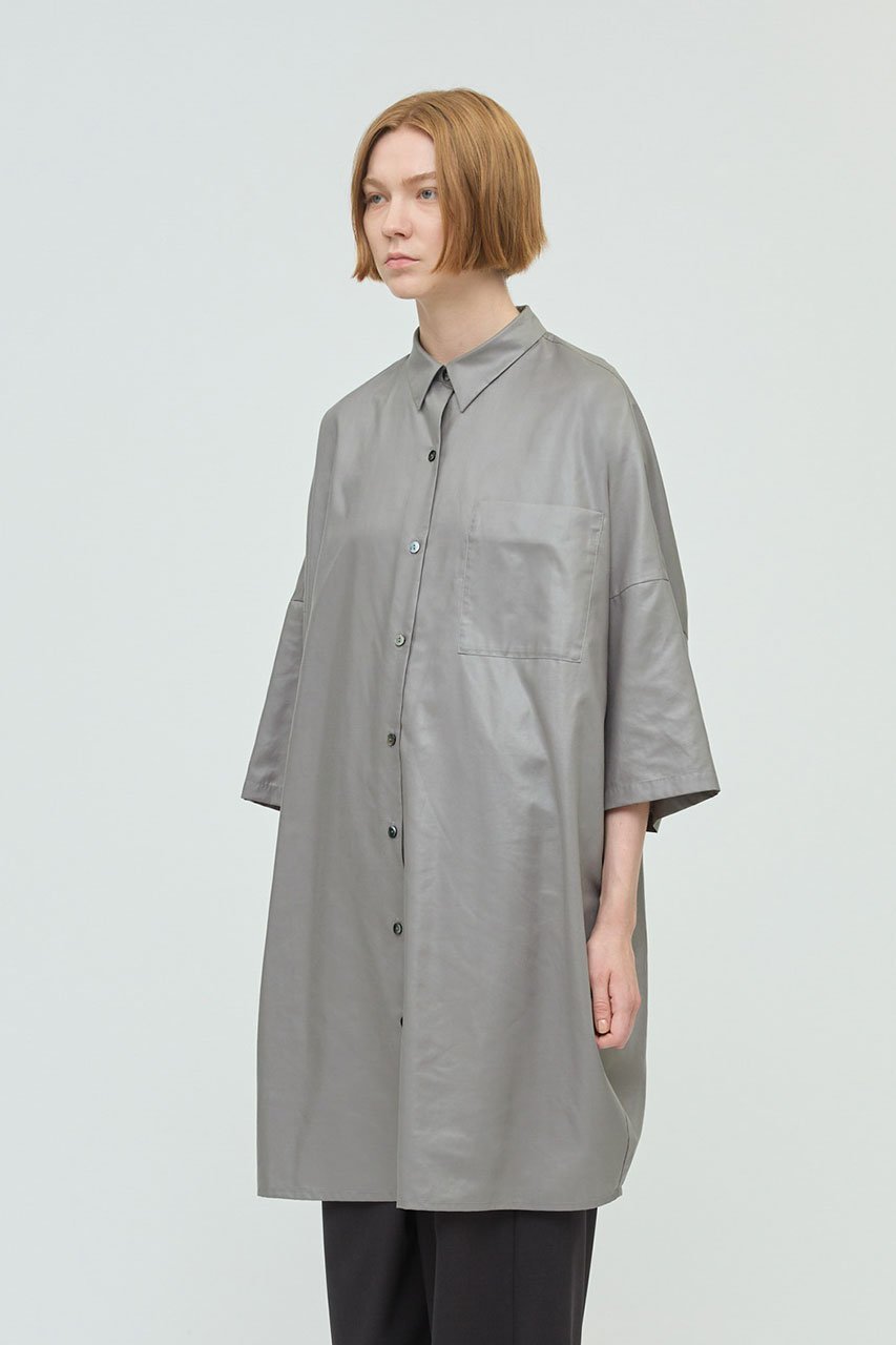 【ミズイロ インド/mizuiro ind】のグロッシーワイドハーフスリーブシャツワンピース 人気、トレンドファッション・服の通販 founy(ファニー) 　ファッション　Fashion　レディースファッション　Fashion for Women　ワンピース　Dresses　シャツワンピース / 1枚で着映えコーデ　Shirt Dresses　チュニック　Tunic Tops & Dresses　チュニック　Tunic, Long Top　ロング　Long, Long-Length　other-8|ID: prp329100004653151 ipo3291000000035884194