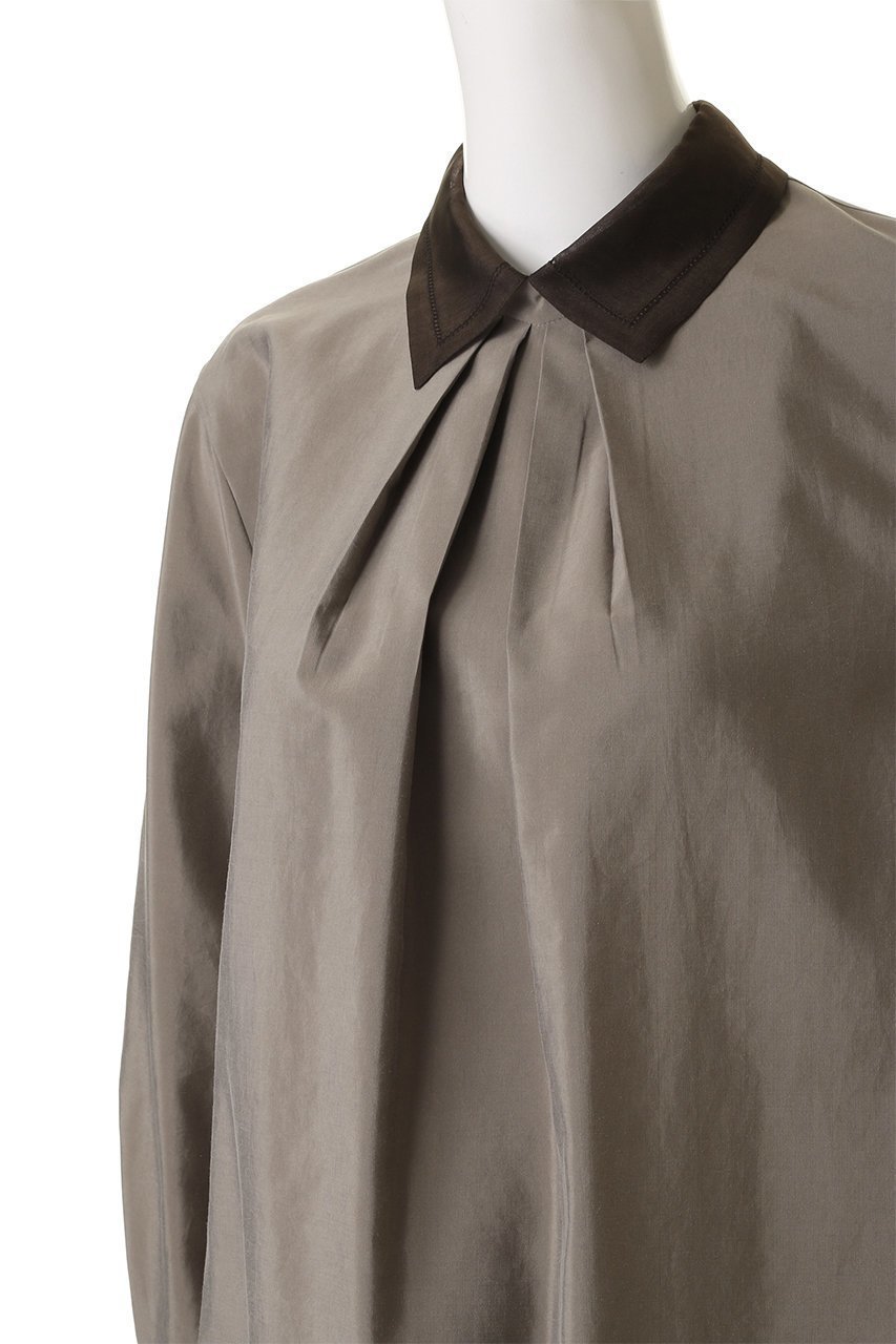 【エブール/ebure】のパウダリーシルク オーガンジーディテールブラウス 人気、トレンドファッション・服の通販 founy(ファニー) 　ファッション　Fashion　レディースファッション　Fashion for Women　トップス・カットソー　Cut & Sew Tops　シャツ・ブラウス・オフィスカジュアル　Elegant Blouses & Button-Ups　オーガンジー　Organza Fabric　カフス　Cuff Design　コーデュロイ　Corduroy, Cord Fabric　シルク　Silk, 100% Silk　スリーブ　Sleeve, Long Sleeve / Short Sleeve　ダブル　Double, Double-Breasted　ロング　Long, Long-Length　エレガント 上品　Elegant　other-5|ID: prp329100004653162 ipo3291000000035299026