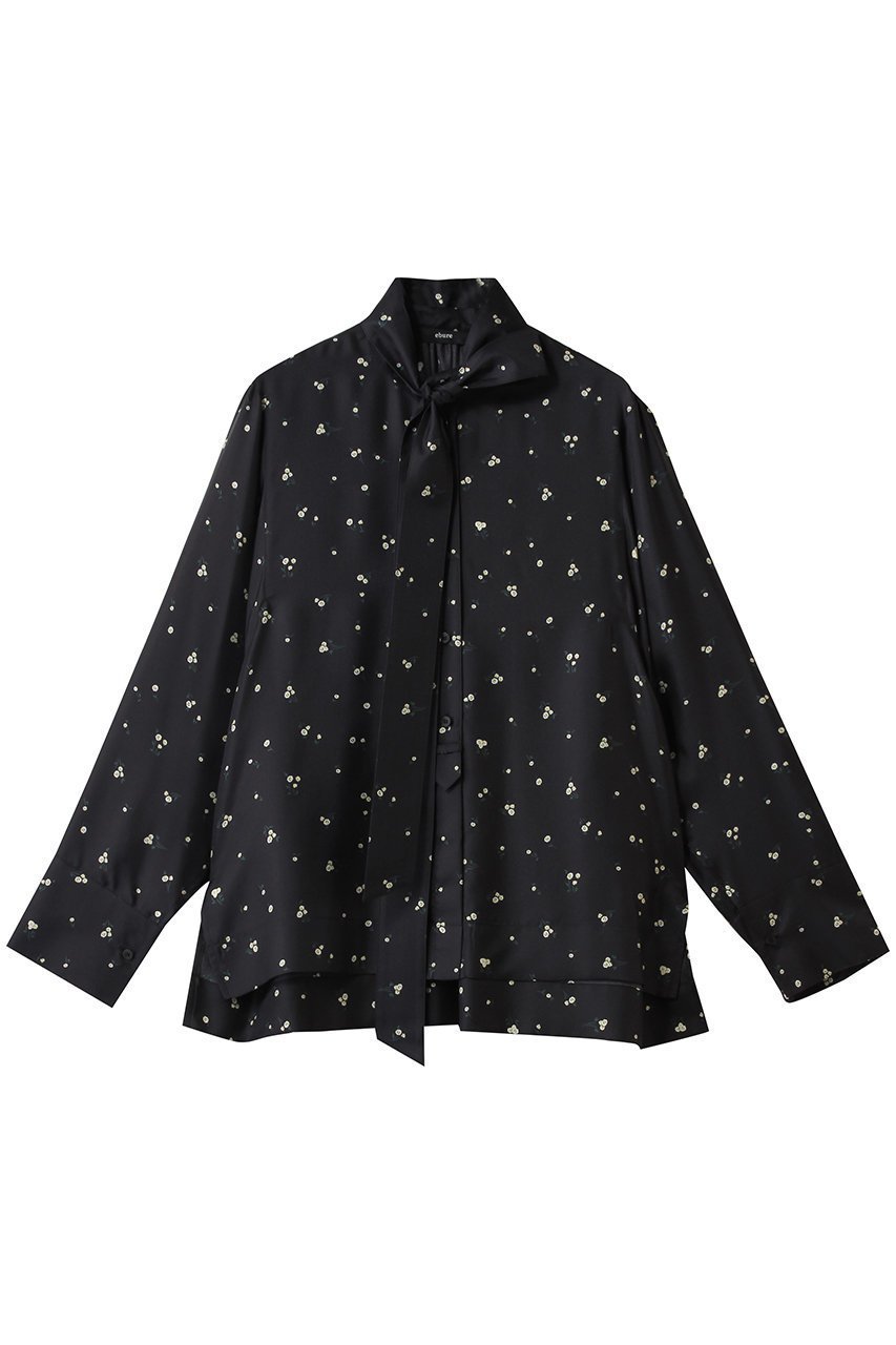 【エブール/ebure】のシルクスモールフラワー ボウタイブラウス インテリア・キッズ・メンズ・レディースファッション・服の通販 founy(ファニー) 　ファッション　Fashion　レディースファッション　Fashion for Women　トップス・カットソー　Cut & Sew Tops　シャツ・ブラウス・オフィスカジュアル　Elegant Blouses & Button-Ups　おすすめ　Recommended / Our Picks　インナー　Innerwear　シルク　Silk, 100% Silk　スリーブ　Sleeve, Long Sleeve / Short Sleeve　タートル　Turtleneck, Turtle Collar　モダン　Modern, Contemporary　ロング　Long, Long-Length　エレガント 上品　Elegant　ネイビー|ID: prp329100004653163 ipo3291000000036152379