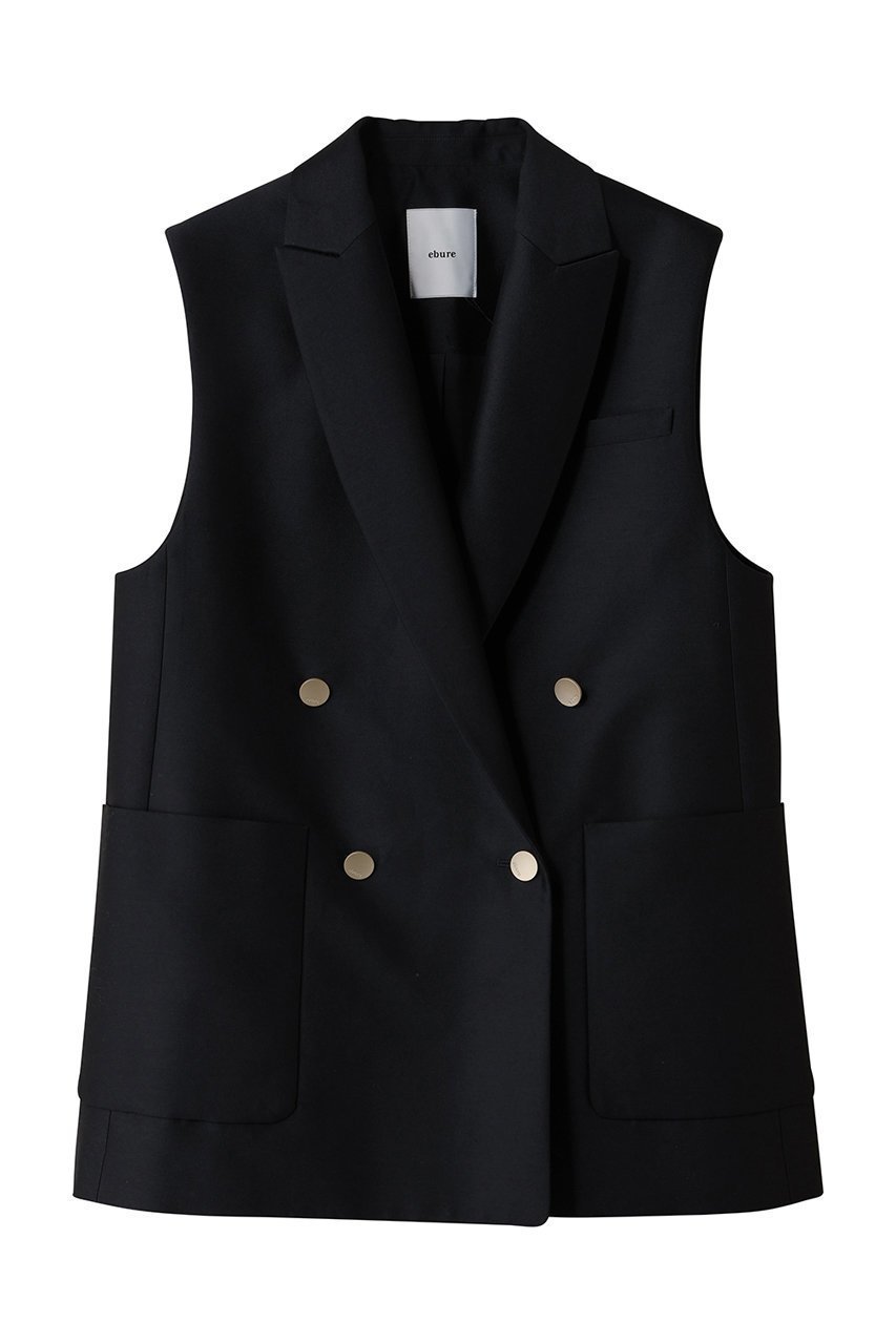 【エブール/ebure】のウールシルクコットン 4釦ダブルジレ インテリア・キッズ・メンズ・レディースファッション・服の通販 founy(ファニー) 　ファッション　Fashion　レディースファッション　Fashion for Women　アウター　Coat / Outerwear Collection　レディースジャケット・軽アウター　Jackets　おすすめ　Recommended / Our Picks　シルク　Silk, 100% Silk　ジャケット　Jacket, Outerwear　ダブル　Double, Double-Breasted　ベスト　Vest, Waistcoat　マニッシュ　Mannish, Boyish　エレガント 上品　Elegant　ビジネス 仕事 通勤　Business / Work / Commuting　夏　Summer　春　Spring　S/S・春夏　SS, Spring/Summer, Warm Season　A/W・秋冬　Autumn/Winter　ダークネイビー|ID: prp329100004653175 ipo3291000000035967629