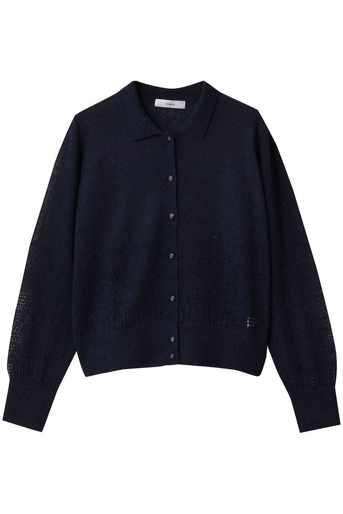 【エブール/ebure】のアイレットポイントニット 襟付カーディガン インテリア・キッズ・メンズ・レディースファッション・服の通販 founy(ファニー) https://founy.com/ ファッション Fashion レディースファッション Fashion for Women トップス・カットソー Cut & Sew Tops ニット Knit Tops & Sweaters カーディガン・羽織り Layered Style Cardigans カーディガン Cardigan, Knitwear シアー Sheer, See-Through ジャケット Jacket, Outerwear マニッシュ Mannish, Boyish ミックス Mix, Mixed Style エレガント 上品 Elegant 透かし Cut-Out, Lacework |ID: prp329100004653180 ipo3291000000035967657