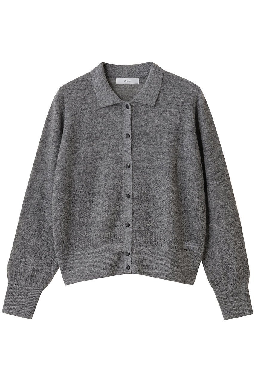 【エブール/ebure】のアイレットポイントニット 襟付カーディガン インテリア・キッズ・メンズ・レディースファッション・服の通販 founy(ファニー) 　ファッション　Fashion　レディースファッション　Fashion for Women　トップス・カットソー　Cut & Sew Tops　ニット　Knit Tops & Sweaters　カーディガン・羽織り　Layered Style Cardigans　カーディガン　Cardigan, Knitwear　シアー　Sheer, See-Through　ジャケット　Jacket, Outerwear　マニッシュ　Mannish, Boyish　ミックス　Mix, Mixed Style　エレガント 上品　Elegant　透かし　Cut-Out, Lacework　チャコールグレー|ID: prp329100004653180 ipo3291000000035967659