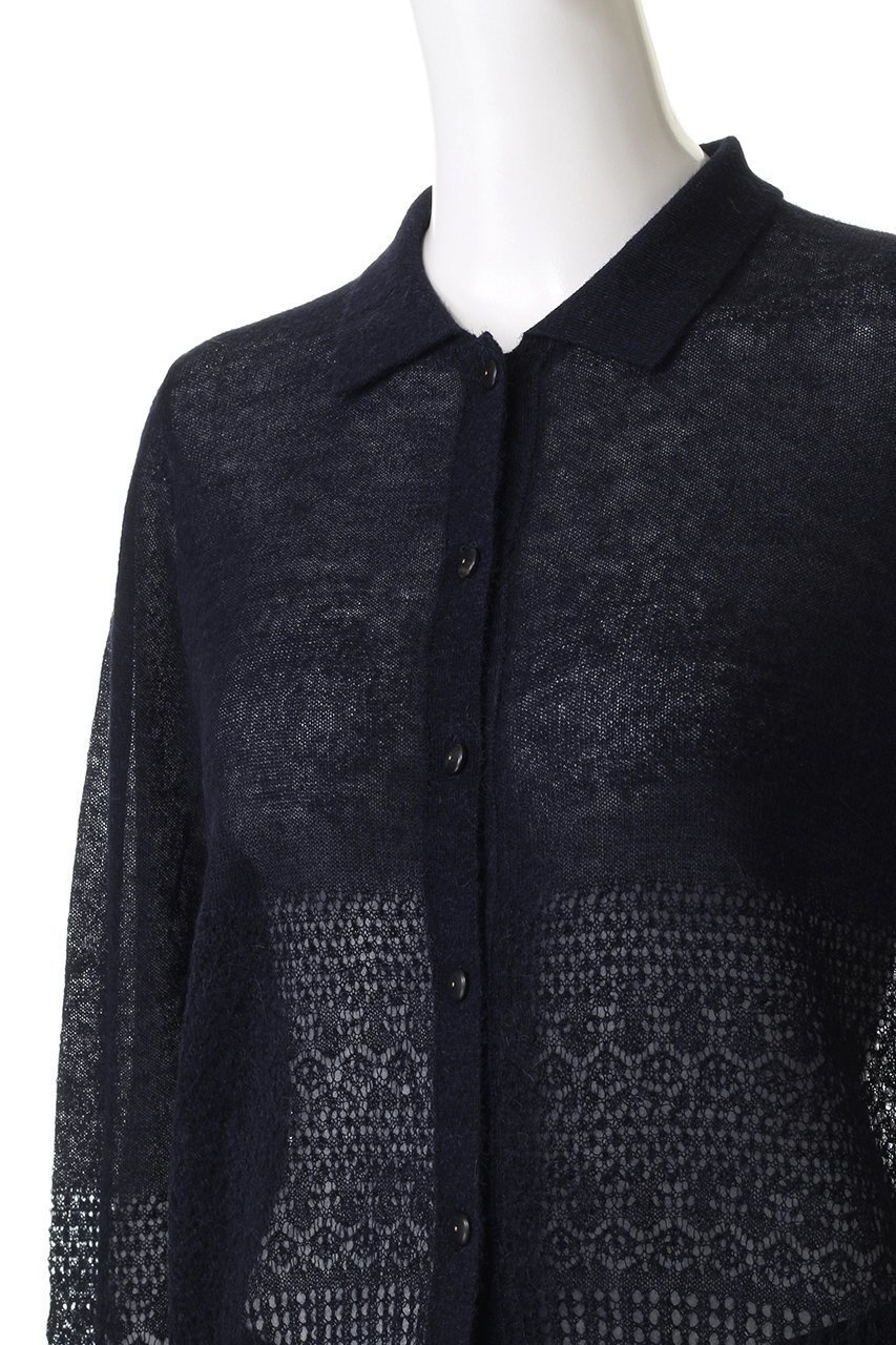 【エブール/ebure】のアイレットポイントニット 襟付カーディガン 人気、トレンドファッション・服の通販 founy(ファニー) 　ファッション　Fashion　レディースファッション　Fashion for Women　トップス・カットソー　Cut & Sew Tops　ニット　Knit Tops & Sweaters　カーディガン・羽織り　Layered Style Cardigans　カーディガン　Cardigan, Knitwear　シアー　Sheer, See-Through　ジャケット　Jacket, Outerwear　マニッシュ　Mannish, Boyish　ミックス　Mix, Mixed Style　エレガント 上品　Elegant　透かし　Cut-Out, Lacework　other-5|ID: prp329100004653180 ipo3291000000035967666