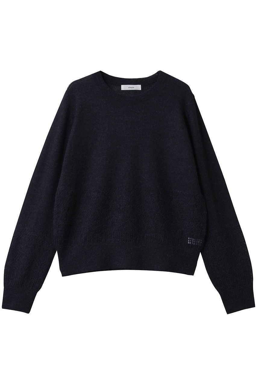 【エブール/ebure】のアイレットポイントニット クルーネックプルオーバー インテリア・キッズ・メンズ・レディースファッション・服の通販 founy(ファニー) 　ファッション　Fashion　レディースファッション　Fashion for Women　トップス・カットソー　Cut & Sew Tops　ニット　Knit Tops & Sweaters　カジュアルプルオーバー・ニットトップス　Pullovers & Knit Tops / Casual Pullovers　おすすめ　Recommended / Our Picks　シアー　Sheer, See-Through　タンク　Tank Top, Sleeveless Top　エレガント 上品　Elegant　透かし　Cut-Out, Lacework　ネイビー|ID: prp329100004653181 ipo3291000000035967669