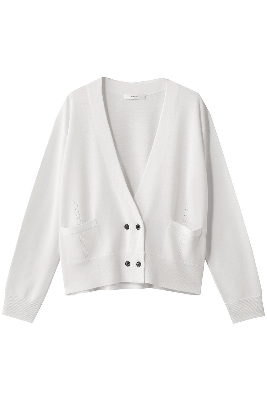 【エブール/ebure】のハイゲージウールシルクカシミア Vネックニットカーディガン インテリア・キッズ・メンズ・レディースファッション・服の通販 founy(ファニー) ファッション Fashion レディースファッション Fashion for Women トップス・カットソー Cut & Sew Tops ニット Knit Tops & Sweaters カーディガン・羽織り Layered Style Cardigans Vネックトップス V-Neck Tops / V-Cut Neckline Shirts アイレット Eyelet Lace エレガント 上品 Elegant カーディガン Cardigan, Knitwear シルク Silk, 100% Silk デニム Denim, Jeans Material ベーシック Basic, Essential ホワイト|ID: prp329100004653183 ipo3291000000035799484