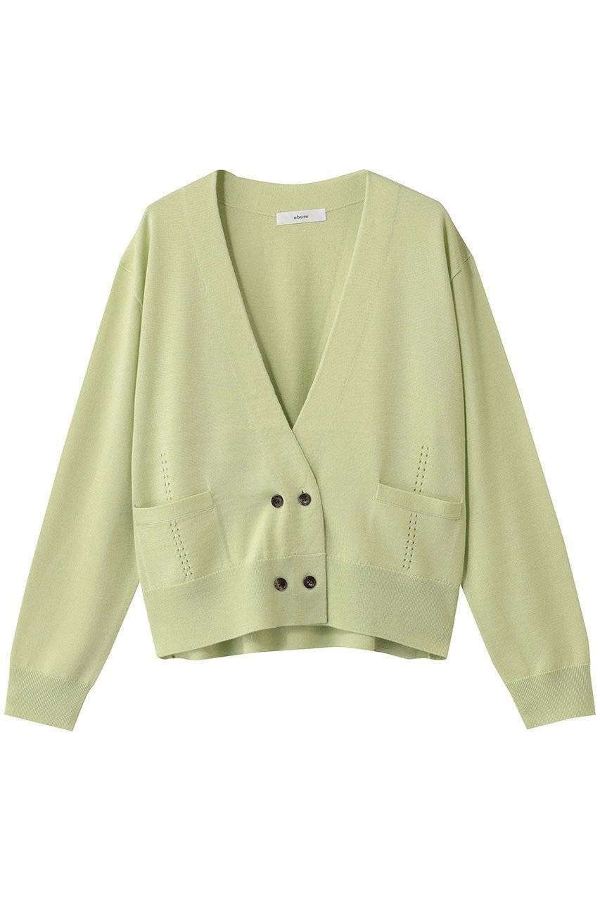 【エブール/ebure】のハイゲージウールシルクカシミア Vネックニットカーディガン インテリア・キッズ・メンズ・レディースファッション・服の通販 founy(ファニー) ファッション Fashion レディースファッション Fashion for Women トップス・カットソー Cut & Sew Tops ニット Knit Tops & Sweaters カーディガン・羽織り Layered Style Cardigans Vネックトップス V-Neck Tops / V-Cut Neckline Shirts アイレット Eyelet Lace エレガント 上品 Elegant カーディガン Cardigan, Knitwear シルク Silk, 100% Silk デニム Denim, Jeans Material ベーシック Basic, Essential ライトグリーン|ID: prp329100004653183 ipo3291000000035799490