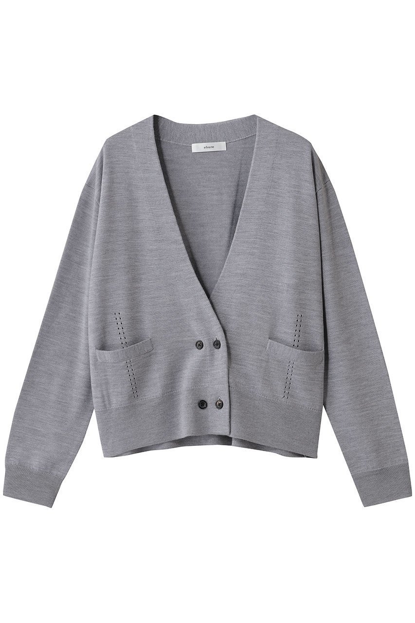 【エブール/ebure】のハイゲージウールシルクカシミア Vネックニットカーディガン インテリア・キッズ・メンズ・レディースファッション・服の通販 founy(ファニー) ファッション Fashion レディースファッション Fashion for Women トップス・カットソー Cut & Sew Tops ニット Knit Tops & Sweaters カーディガン・羽織り Layered Style Cardigans Vネックトップス V-Neck Tops / V-Cut Neckline Shirts アイレット Eyelet Lace エレガント 上品 Elegant カーディガン Cardigan, Knitwear シルク Silk, 100% Silk デニム Denim, Jeans Material ベーシック Basic, Essential ライトグレー|ID: prp329100004653183 ipo3291000000035799493