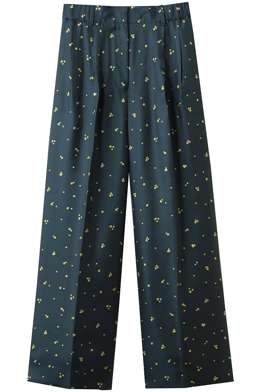 【エブール/ebure】のシルクスモールフラワー ワイドパンツ インテリア・キッズ・メンズ・レディースファッション・服の通販 founy(ファニー) 　ファッション　Fashion　レディースファッション　Fashion for Women　パンツ　Pants & Trousers　おすすめ　Recommended / Our Picks　パッチ　Patch, Appliqué　プリント　Print, Printed Pattern　ポケット　Pocket, Pocket Detail　モダン　Modern, Contemporary　ワイド　Wide, Wide Fit　エレガント 上品　Elegant　再入荷　Restock / Back in Stock　グリーン|ID: prp329100004653201 ipo3291000000035799628