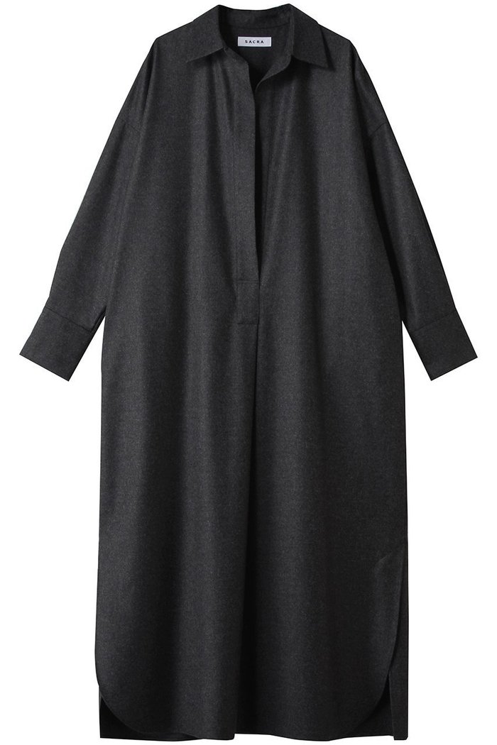 【サクラ/SACRA】のカシミアフラノシャツワンピース インテリア・キッズ・メンズ・レディースファッション・服の通販 founy(ファニー) https://founy.com/ ファッション Fashion レディースファッション Fashion for Women ワンピース Dresses シャツワンピース / 1枚で着映えコーデ Shirt Dresses チュニック Tunic Tops & Dresses 2025年 2025 2025-2026秋冬・A/W Autumn/Winter 2025–26 AW25–26 インナー Innerwear スキッパー Skipper, Open Collar チュニック Tunic, Long Top フロント Front, Front Design ヨーク Yoke, Yoke Design ロング Long, Long-Length A/W・秋冬 Autumn/Winter |ID: prp329100004653949 ipo3291000000033639607