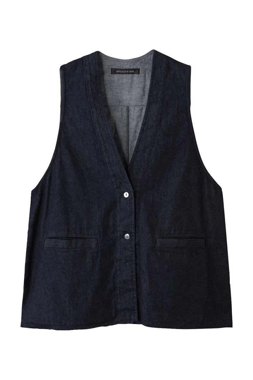 【ミズイロ インド/mizuiro ind】のデニムベスト インテリア・キッズ・メンズ・レディースファッション・服の通販 founy(ファニー) 　ファッション　Fashion　レディースファッション　Fashion for Women　アウター　Coat / Outerwear Collection　レディースジャケット・軽アウター　Jackets　カットソー　Cut and Sewn Top　ジャケット　Jacket, Outerwear　デニム　Denim, Jeans Material　フロント　Front, Front Design　ベスト　Vest, Waistcoat　ポケット　Pocket, Pocket Detail　ワンウォッシュ|ID: prp329100004653952 ipo3291000000036501774