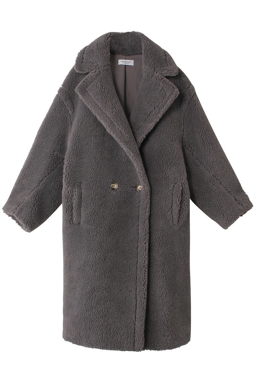 【リナージオ/LIGNAGGIO】のボリュームボアコート インテリア・キッズ・メンズ・レディースファッション・服の通販 founy(ファニー) 　ファッション　Fashion　レディースファッション　Fashion for Women　アウター　Coat / Outerwear Collection　コート・ロングコート・ピーコート　Long Coats, Peacoats & More　カッティング　Cutting Detail　ショート　Short, Short Length　シンプル　Simple, Minimal　モコモコ　Fuzzy, Fluffy　エレガント 上品　Elegant　ダークグレー|ID: prp329100004655006 ipo3291000000036126648