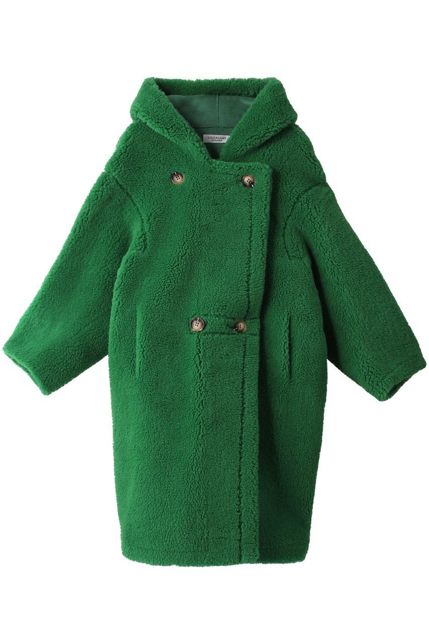 【リナージオ/LIGNAGGIO】のウール混ボア フードコート インテリア・キッズ・メンズ・レディースファッション・服の通販 founy(ファニー) 　ファッション　Fashion　レディースファッション　Fashion for Women　アウター　Coat / Outerwear Collection　コート・ロングコート・ピーコート　Long Coats, Peacoats & More　ショート　Short, Short Length　シンプル　Simple, Minimal　モコモコ　Fuzzy, Fluffy　再入荷　Restock / Back in Stock　グリーン|ID: prp329100004655007 ipo3291000000033661893