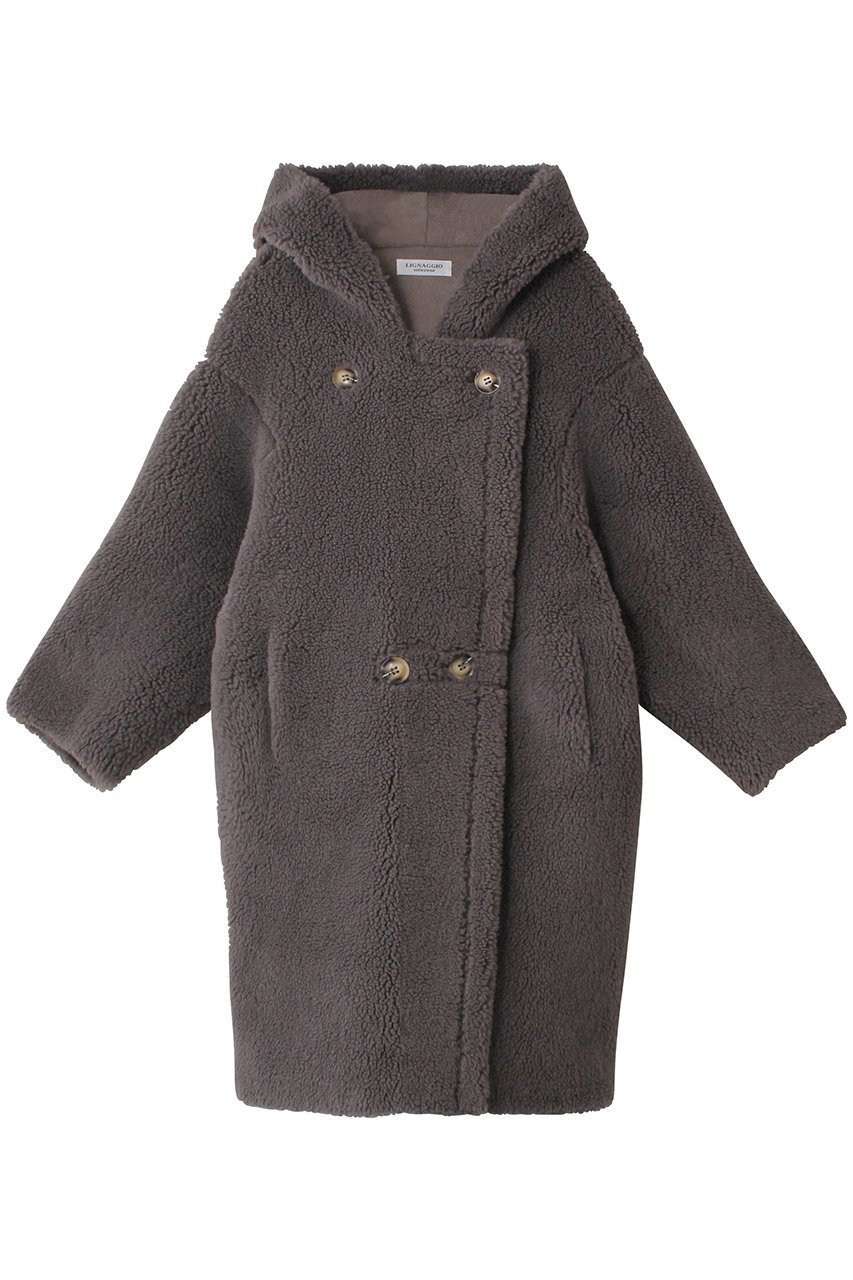 【リナージオ/LIGNAGGIO】のウール混ボア フードコート インテリア・キッズ・メンズ・レディースファッション・服の通販 founy(ファニー) 　ファッション　Fashion　レディースファッション　Fashion for Women　アウター　Coat / Outerwear Collection　コート・ロングコート・ピーコート　Long Coats, Peacoats & More　ショート　Short, Short Length　シンプル　Simple, Minimal　モコモコ　Fuzzy, Fluffy　ダークグレー|ID: prp329100004655007 ipo3291000000034495479