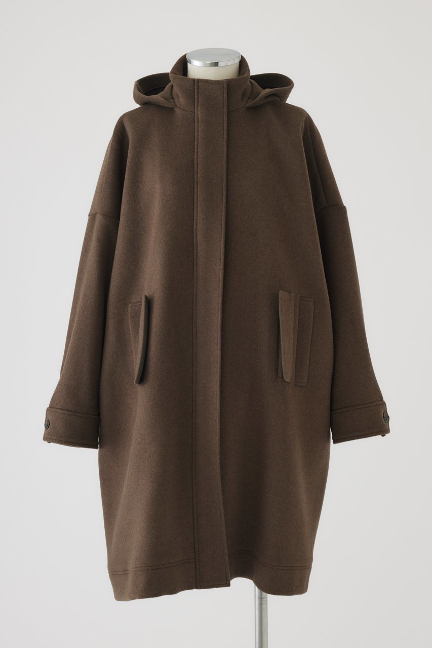 【リムアーク/RIM.ARK】のWool hoodie over CT/コート インテリア・キッズ・メンズ・レディースファッション・服の通販 founy(ファニー) 　ファッション　Fashion　レディースファッション　Fashion for Women　アウター　Coat / Outerwear Collection　コート・ロングコート・ピーコート　Long Coats, Peacoats & More　イタリア　Italy　ジップ　Zip, Zipper　バランス　Balance, Style Balance　メルトン　Melton, Heavy Wool　モダン　Modern, Contemporary　ラグジュアリー　Luxury, Elegant　ロング　Long, Long-Length　軽量　Lightweight, Ultra Light　ブラウン|ID: prp329100004655015 ipo3291000000033661951