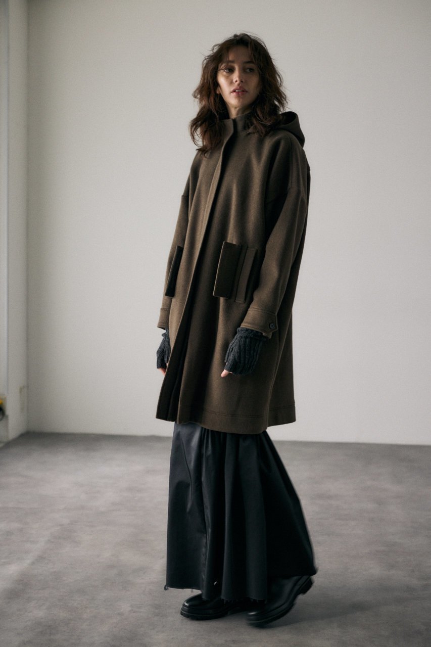 【リムアーク/RIM.ARK】のWool hoodie over CT/コート 人気、トレンドファッション・服の通販 founy(ファニー) 　ファッション　Fashion　レディースファッション　Fashion for Women　アウター　Coat / Outerwear Collection　コート・ロングコート・ピーコート　Long Coats, Peacoats & More　イタリア　Italy　ジップ　Zip, Zipper　バランス　Balance, Style Balance　メルトン　Melton, Heavy Wool　モダン　Modern, Contemporary　ラグジュアリー　Luxury, Elegant　ロング　Long, Long-Length　軽量　Lightweight, Ultra Light　other-7|ID: prp329100004655015 ipo3291000000035136566