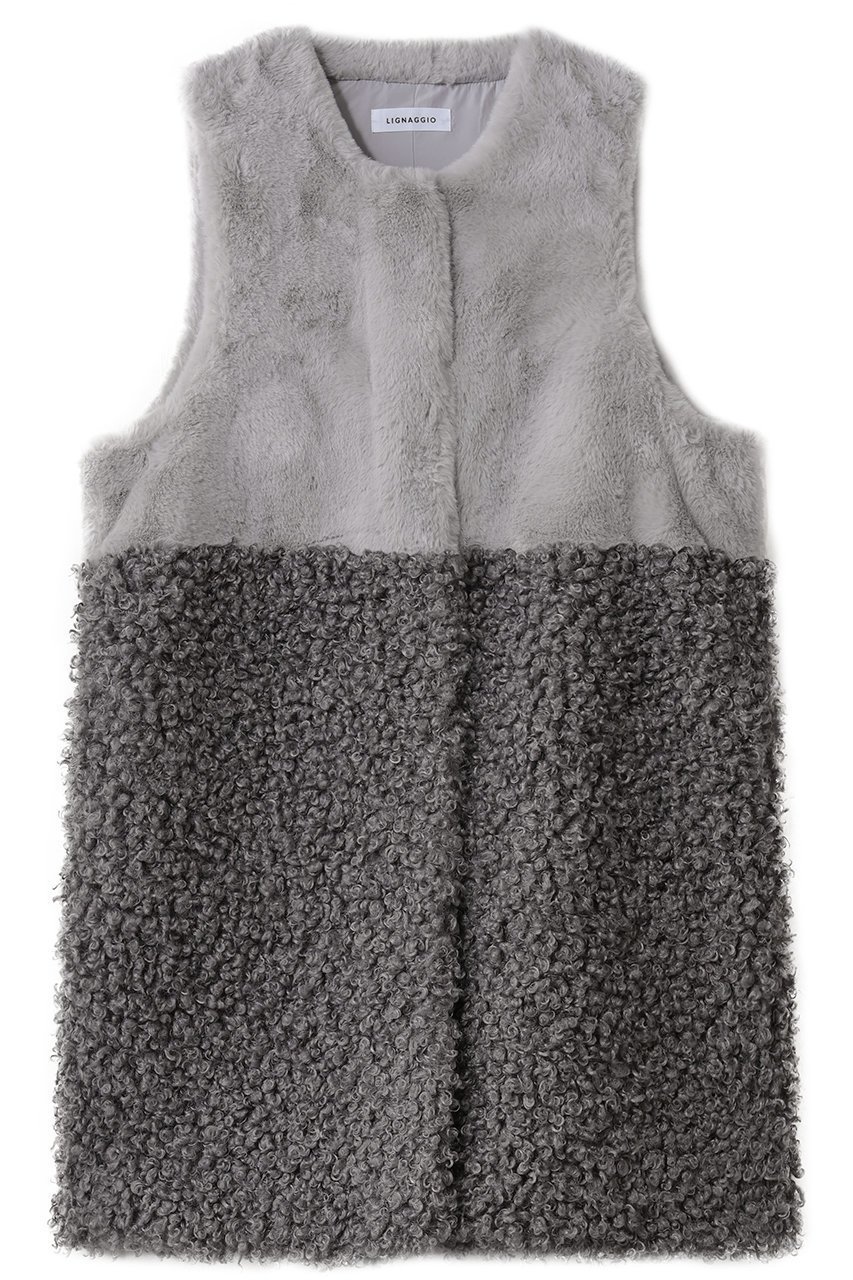 【リナージオ/LIGNAGGIO】のフェイクファー ロングジレ インテリア・キッズ・メンズ・レディースファッション・服の通販 founy(ファニー) 　ファッション　Fashion　レディースファッション　Fashion for Women　アウター　Coat / Outerwear Collection　レディースジャケット・軽アウター　Jackets　カットソー　Cut and Sewn Top　シンプル　Simple, Minimal　ジャケット　Jacket, Outerwear　フェイクファー　Faux Fur, Imitation Fur　ベスト　Vest, Waistcoat　リュクス　Luxury, Elegant, High-End, Chic　冬　Winter / This Winter　秋　Autumn　A/W・秋冬　Autumn/Winter　ダークグレー|ID: prp329100004655028 ipo3291000000034495481