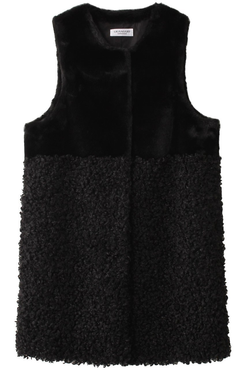 【リナージオ/LIGNAGGIO】のフェイクファー ロングジレ インテリア・キッズ・メンズ・レディースファッション・服の通販 founy(ファニー) 　ファッション　Fashion　レディースファッション　Fashion for Women　アウター　Coat / Outerwear Collection　レディースジャケット・軽アウター　Jackets　カットソー　Cut and Sewn Top　シンプル　Simple, Minimal　ジャケット　Jacket, Outerwear　フェイクファー　Faux Fur, Imitation Fur　ベスト　Vest, Waistcoat　リュクス　Luxury, Elegant, High-End, Chic　冬　Winter / This Winter　秋　Autumn　A/W・秋冬　Autumn/Winter　ブラック|ID: prp329100004655028 ipo3291000000035729101
