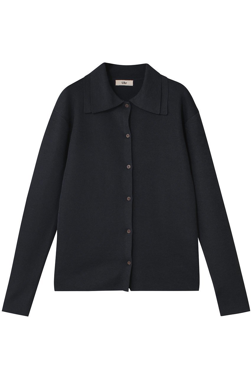 【ウーア/Uhr】のニットポロカーディガン インテリア・キッズ・メンズ・レディースファッション・服の通販 founy(ファニー) 　ファッション　Fashion　レディースファッション　Fashion for Women　トップス・カットソー　Cut & Sew Tops　ニット　Knit Tops & Sweaters　カーディガン・羽織り　Layered Style Cardigans　カーディガン　Cardigan, Knitwear　シンプル　Simple, Minimal　スラックス　Slacks, Dress Pants　デニム　Denim, Jeans Material　エレガント 上品　Elegant　ネイビー|ID: prp329100004655086 ipo3291000000036013775