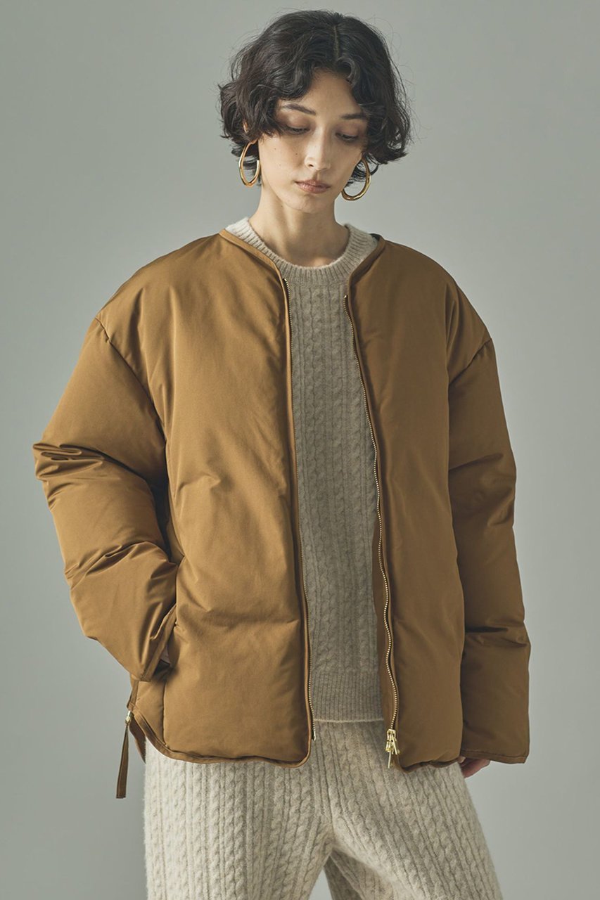 【カレンソロジー/Curensology】のサイドジップノーカラーダウンジャケット インテリア・キッズ・メンズ・レディースファッション・服の通販 founy(ファニー) 　ファッション　Fashion　レディースファッション　Fashion for Women　アウター　Coat / Outerwear Collection　レディースジャケット・軽アウター　Jackets　インナー　Innerwear　サイドジップ　Side Zip, Side Zipper　シンプル　Simple, Minimal　ジャケット　Jacket, Outerwear　ダウン　Down, Puffer　バランス　Balance, Style Balance　フロント　Front, Front Design　ベーシック　Basic, Essential　キャメル|ID: prp329100004655099 ipo3291000000036126909
