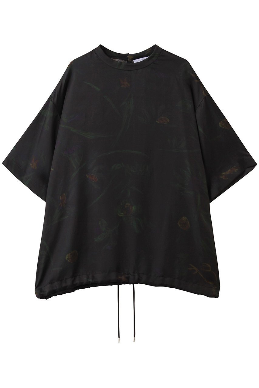 【プルミエ アロンディスモン/1er Arrondissement】の【near.nippon】ボタニカルプリントオーバーTシャツ インテリア・キッズ・メンズ・レディースファッション・服の通販 founy(ファニー) 　ファッション　Fashion　レディースファッション　Fashion for Women　トップス・カットソー　Cut & Sew Tops　シャツ・ブラウス・オフィスカジュアル　Elegant Blouses & Button-Ups　ロングTシャツ・Tシャツ　Longline T-Shirts & Tees　カットソー・ベーシックTシャツ　Cut-and-Sewn Tops / Stretch Tees & Basics　とろみ　Fluid, Flowy Fabric　キュプラ　Cupro, Eco Fabric　スラックス　Slacks, Dress Pants　スリーブ　Sleeve, Long Sleeve / Short Sleeve　ダウン　Down, Puffer　デニム　Denim, Jeans Material　ボタニカル　Botanical, Floral Pattern　ロング　Long, Long-Length　エレガント 上品　Elegant　ブラック|ID: prp329100004655108 ipo3291000000036126961