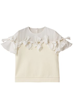 【アルアバイル/allureville】 【Loulou Willoughby】ポイントリボンプルオーバー人気、トレンドファッション・服の通販 founy(ファニー) ファッション Fashion レディースファッション Fashion for Women トップス・カットソー Cut & Sew Tops シャツ・ブラウス・オフィスカジュアル Elegant Blouses & Button-Ups ロングTシャツ・Tシャツ Longline T-Shirts & Tees カジュアルプルオーバー・ニットトップス Pullovers & Knit Tops / Casual Pullovers カットソー・ベーシックTシャツ Cut-and-Sewn Tops / Stretch Tees & Basics コンパクト Compact, Small Size コンビ Combo, Combination Style シフォン Chiffon, Lightweight Fabric スリーブ Sleeve, Long Sleeve / Short Sleeve ダウン Down, Puffer デニム Denim, Jeans Material ドッキング Docking, Mixed Material フロント Front, Front Design リボン Ribbon, Bow レース Lace, Lace Fabric ロング Long, Long-Length 新作・新入荷 New Arrivals / New In |ID:prp329100004655110