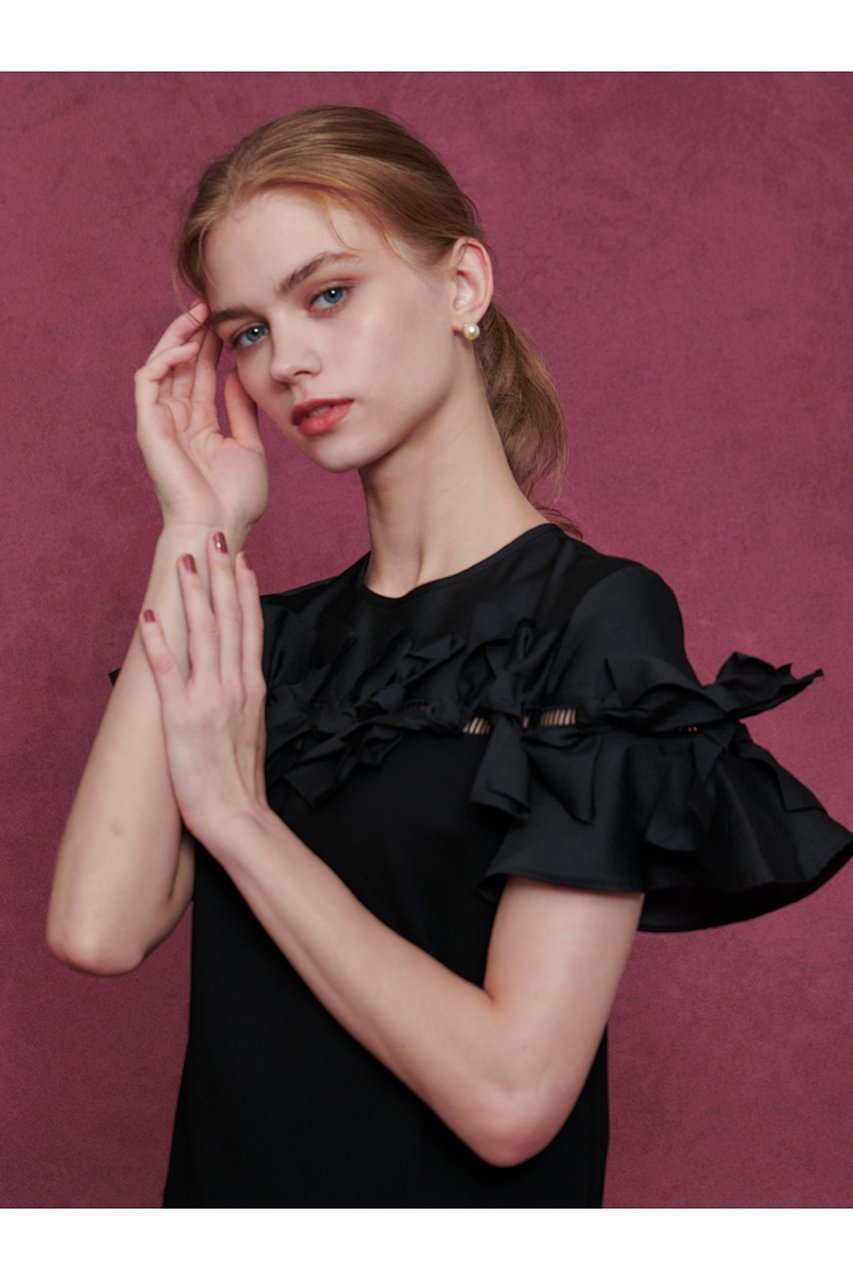 【アルアバイル/allureville】の【Loulou Willoughby】ポイントリボンプルオーバー 人気、トレンドファッション・服の通販 founy(ファニー) 　ファッション　Fashion　レディースファッション　Fashion for Women　トップス・カットソー　Cut & Sew Tops　シャツ・ブラウス・オフィスカジュアル　Elegant Blouses & Button-Ups　ロングTシャツ・Tシャツ　Longline T-Shirts & Tees　カジュアルプルオーバー・ニットトップス　Pullovers & Knit Tops / Casual Pullovers　カットソー・ベーシックTシャツ　Cut-and-Sewn Tops / Stretch Tees & Basics　コンパクト　Compact, Small Size　コンビ　Combo, Combination Style　シフォン　Chiffon, Lightweight Fabric　スリーブ　Sleeve, Long Sleeve / Short Sleeve　ダウン　Down, Puffer　デニム　Denim, Jeans Material　ドッキング　Docking, Mixed Material　フロント　Front, Front Design　リボン　Ribbon, Bow　レース　Lace, Lace Fabric　ロング　Long, Long-Length　other-8|ID: prp329100004655110 ipo3291000000034255785