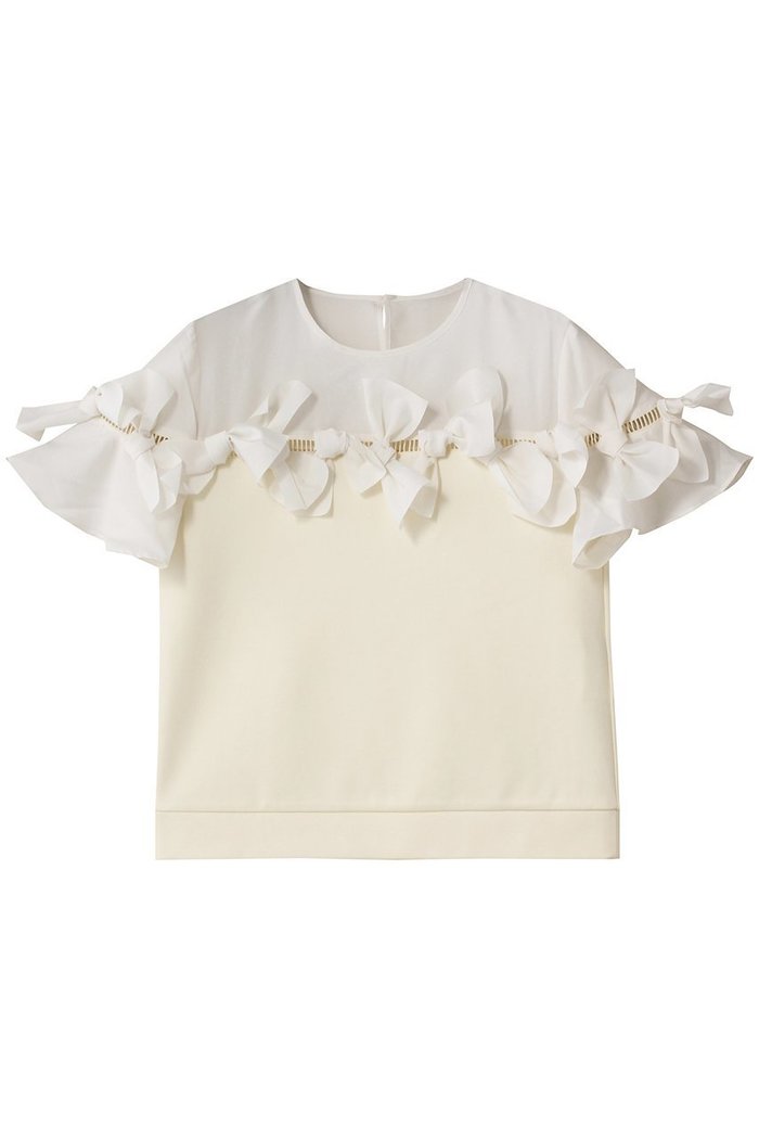 【アルアバイル/allureville】の【Loulou Willoughby】ポイントリボンプルオーバー インテリア・キッズ・メンズ・レディースファッション・服の通販 founy(ファニー) https://founy.com/ ファッション Fashion レディースファッション Fashion for Women トップス・カットソー Cut & Sew Tops シャツ・ブラウス・オフィスカジュアル Elegant Blouses & Button-Ups ロングTシャツ・Tシャツ Longline T-Shirts & Tees カジュアルプルオーバー・ニットトップス Pullovers & Knit Tops / Casual Pullovers カットソー・ベーシックTシャツ Cut-and-Sewn Tops / Stretch Tees & Basics コンパクト Compact, Small Size コンビ Combo, Combination Style シフォン Chiffon, Lightweight Fabric スリーブ Sleeve, Long Sleeve / Short Sleeve ダウン Down, Puffer デニム Denim, Jeans Material ドッキング Docking, Mixed Material フロント Front, Front Design リボン Ribbon, Bow レース Lace, Lace Fabric ロング Long, Long-Length |ID: prp329100004655110 ipo3291000000035817935