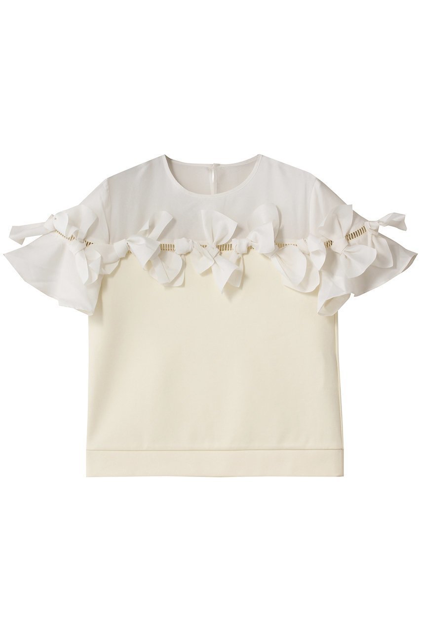 【アルアバイル/allureville】の【Loulou Willoughby】ポイントリボンプルオーバー 人気、トレンドファッション・服の通販 founy(ファニー) 　ファッション　Fashion　レディースファッション　Fashion for Women　トップス・カットソー　Cut & Sew Tops　シャツ・ブラウス・オフィスカジュアル　Elegant Blouses & Button-Ups　ロングTシャツ・Tシャツ　Longline T-Shirts & Tees　カジュアルプルオーバー・ニットトップス　Pullovers & Knit Tops / Casual Pullovers　カットソー・ベーシックTシャツ　Cut-and-Sewn Tops / Stretch Tees & Basics　コンパクト　Compact, Small Size　コンビ　Combo, Combination Style　シフォン　Chiffon, Lightweight Fabric　スリーブ　Sleeve, Long Sleeve / Short Sleeve　ダウン　Down, Puffer　デニム　Denim, Jeans Material　ドッキング　Docking, Mixed Material　フロント　Front, Front Design　リボン　Ribbon, Bow　レース　Lace, Lace Fabric　ロング　Long, Long-Length　 other-1|ID: prp329100004655110 ipo3291000000035817935