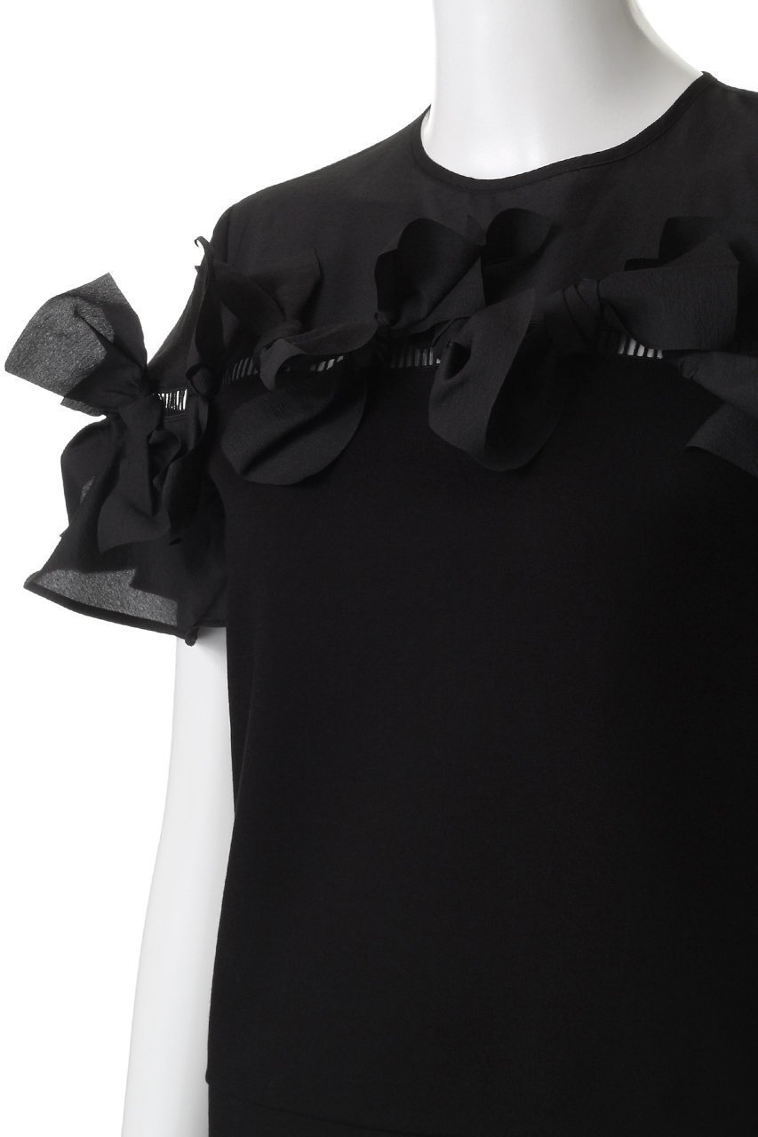 【アルアバイル/allureville】の【Loulou Willoughby】ポイントリボンプルオーバー 人気、トレンドファッション・服の通販 founy(ファニー) 　ファッション　Fashion　レディースファッション　Fashion for Women　トップス・カットソー　Cut & Sew Tops　シャツ・ブラウス・オフィスカジュアル　Elegant Blouses & Button-Ups　ロングTシャツ・Tシャツ　Longline T-Shirts & Tees　カジュアルプルオーバー・ニットトップス　Pullovers & Knit Tops / Casual Pullovers　カットソー・ベーシックTシャツ　Cut-and-Sewn Tops / Stretch Tees & Basics　コンパクト　Compact, Small Size　コンビ　Combo, Combination Style　シフォン　Chiffon, Lightweight Fabric　スリーブ　Sleeve, Long Sleeve / Short Sleeve　ダウン　Down, Puffer　デニム　Denim, Jeans Material　ドッキング　Docking, Mixed Material　フロント　Front, Front Design　リボン　Ribbon, Bow　レース　Lace, Lace Fabric　ロング　Long, Long-Length　other-5|ID: prp329100004655110 ipo3291000000035817950