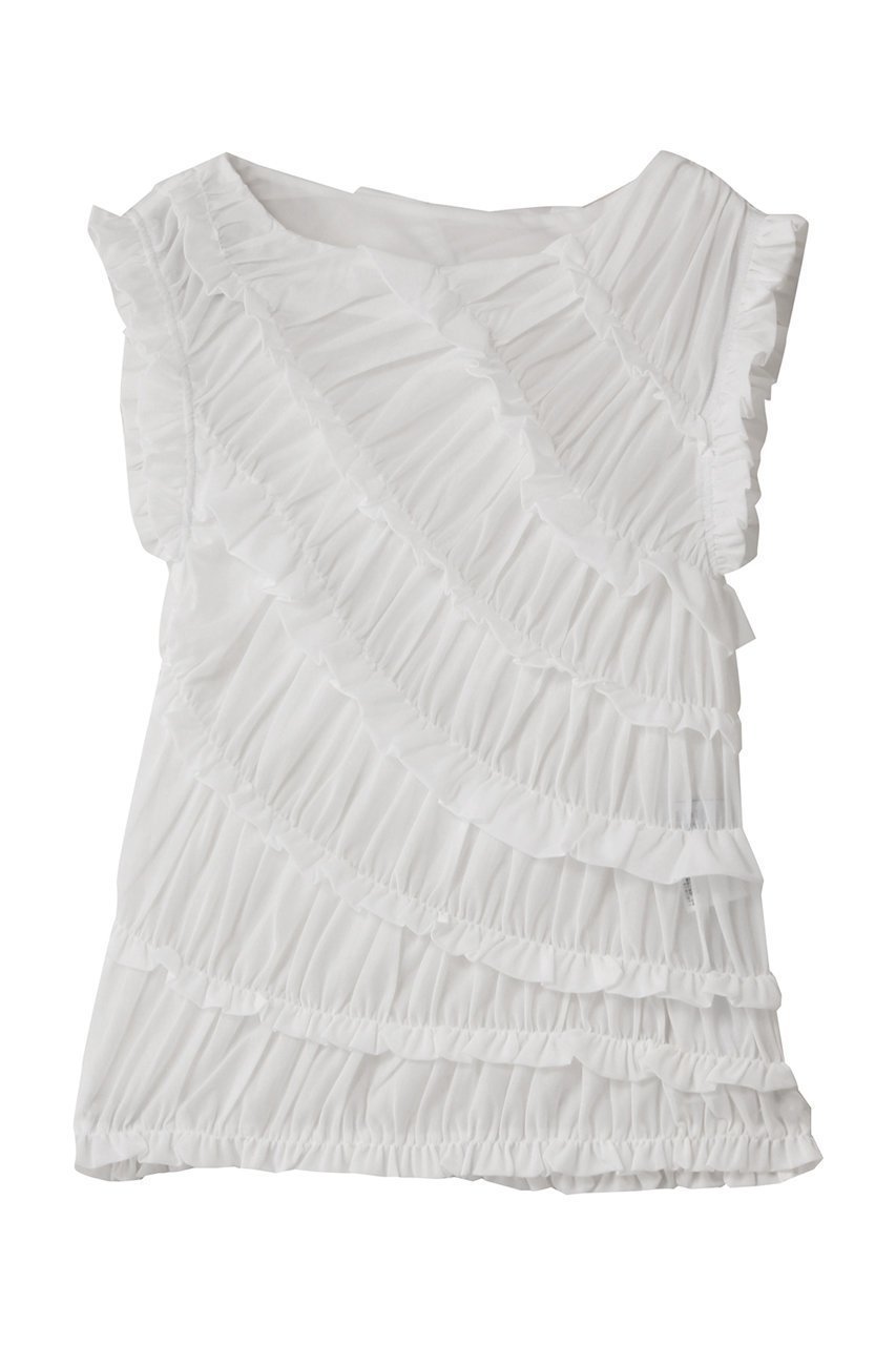 【アルアバイル/allureville】の【Loulou Willoughby】オーガンジートリコットギャザープルオーバー インテリア・キッズ・メンズ・レディースファッション・服の通販 founy(ファニー) 　ファッション　Fashion　レディースファッション　Fashion for Women　トップス・カットソー　Cut & Sew Tops　シャツ・ブラウス・オフィスカジュアル　Elegant Blouses & Button-Ups　ロングTシャツ・Tシャツ　Longline T-Shirts & Tees　カジュアルプルオーバー・ニットトップス　Pullovers & Knit Tops / Casual Pullovers　カットソー・ベーシックTシャツ　Cut-and-Sewn Tops / Stretch Tees & Basics　インナー　Innerwear　シャーリング　Shirring, Ruched　ショート　Short, Short Length　ジャケット　Jacket, Outerwear　スリーブ　Sleeve, Long Sleeve / Short Sleeve　デニム　Denim, Jeans Material　パーティ　Party, Party Style　フリル　Frill, Ruffle　ホワイト|ID: prp329100004655112 ipo3291000000036126990