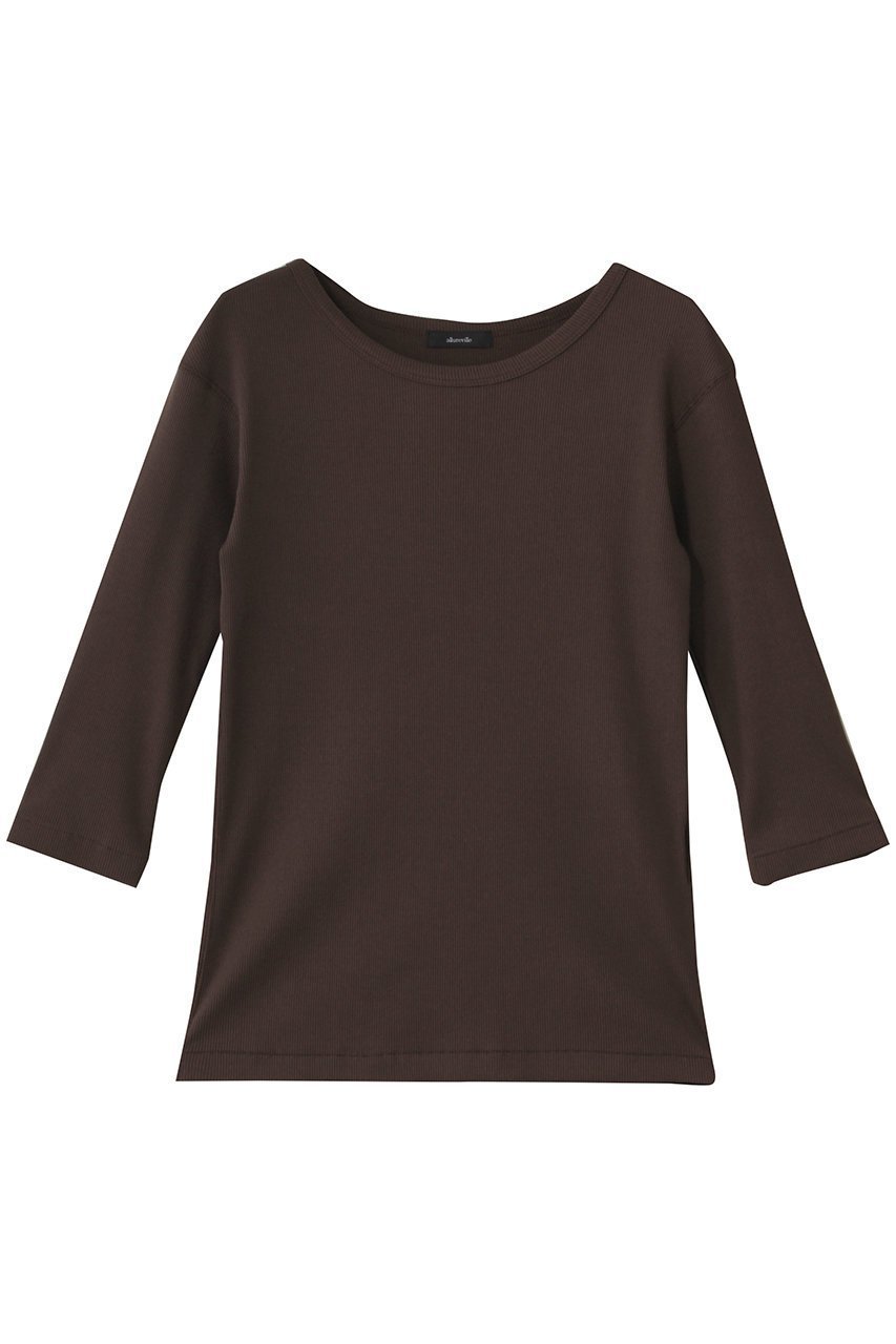 【アルアバイル/allureville】のテレコ3/4SLボートネックプルオーバー インテリア・キッズ・メンズ・レディースファッション・服の通販 founy(ファニー) 　ファッション　Fashion　レディースファッション　Fashion for Women　トップス・カットソー　Cut & Sew Tops　シャツ・ブラウス・オフィスカジュアル　Elegant Blouses & Button-Ups　ロングTシャツ・Tシャツ　Longline T-Shirts & Tees　カジュアルプルオーバー・ニットトップス　Pullovers & Knit Tops / Casual Pullovers　カットソー・ベーシックTシャツ　Cut-and-Sewn Tops / Stretch Tees & Basics　おすすめ　Recommended / Our Picks　インナー　Innerwear　シンプル　Simple, Minimal　スリーブ　Sleeve, Long Sleeve / Short Sleeve　テレコ　Ribbed, Rib Stitch　ロング　Long, Long-Length　新作・新入荷　New Arrivals / New In　ダークブラウン|ID: prp329100004655113 ipo3291000000033663437