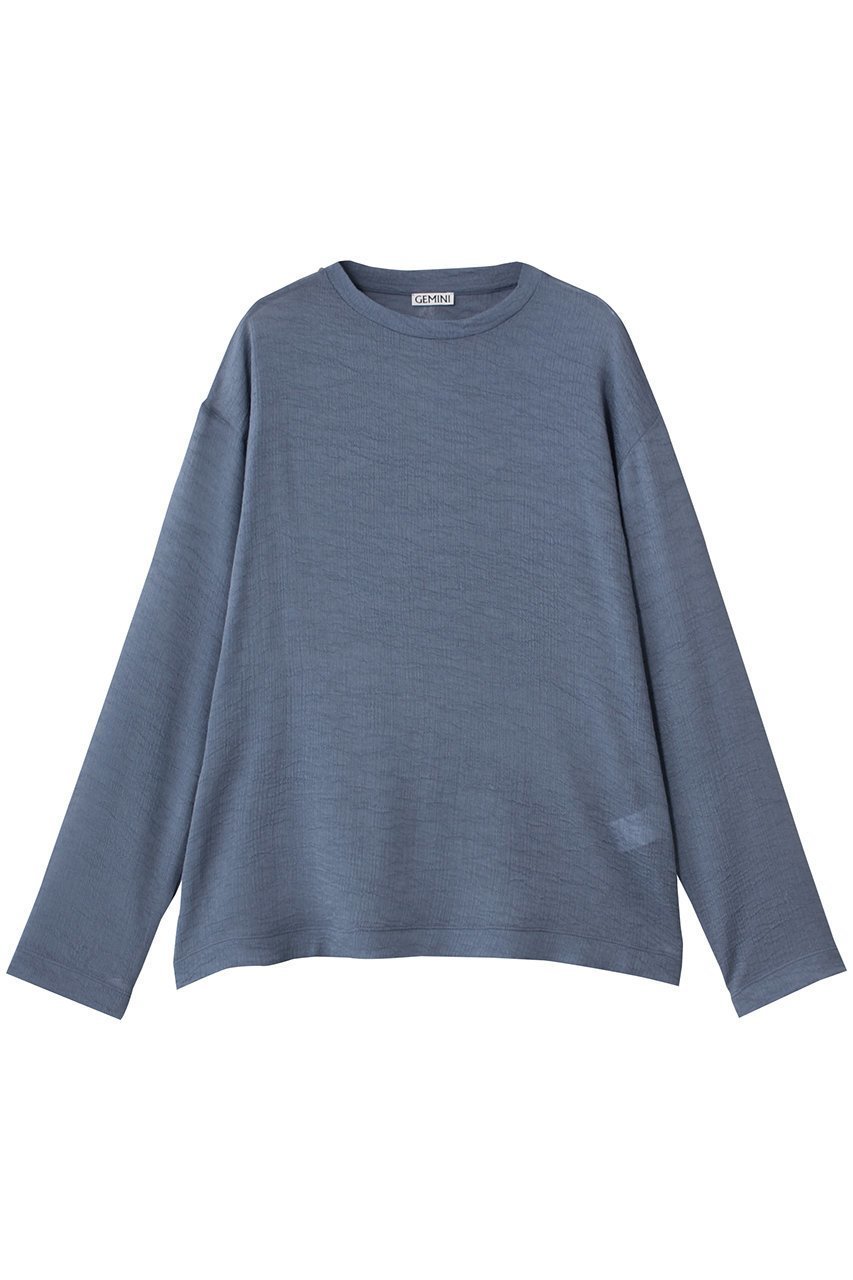 【ウィムガゼット/Whim Gazette】の【GEMINI】クルーネックプルオーバー インテリア・キッズ・メンズ・レディースファッション・服の通販 founy(ファニー) 　ファッション　Fashion　レディースファッション　Fashion for Women　トップス・カットソー　Cut & Sew Tops　シャツ・ブラウス・オフィスカジュアル　Elegant Blouses & Button-Ups　ロングTシャツ・Tシャツ　Longline T-Shirts & Tees　カジュアルプルオーバー・ニットトップス　Pullovers & Knit Tops / Casual Pullovers　カットソー・ベーシックTシャツ　Cut-and-Sewn Tops / Stretch Tees & Basics　シアー　Sheer, See-Through　シンプル　Simple, Minimal　スリーブ　Sleeve, Long Sleeve / Short Sleeve　ロング　Long, Long-Length　新作・新入荷　New Arrivals / New In　ブルー|ID: prp329100004655114 ipo3291000000033663453