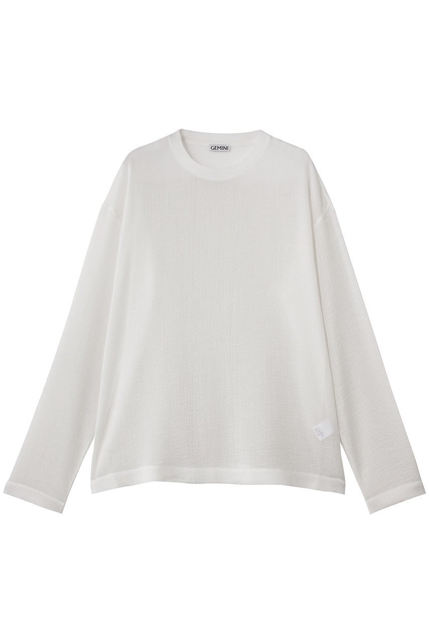 【ウィムガゼット/Whim Gazette】の【GEMINI】クルーネックプルオーバー インテリア・キッズ・メンズ・レディースファッション・服の通販 founy(ファニー) 　ファッション　Fashion　レディースファッション　Fashion for Women　トップス・カットソー　Cut & Sew Tops　シャツ・ブラウス・オフィスカジュアル　Elegant Blouses & Button-Ups　ロングTシャツ・Tシャツ　Longline T-Shirts & Tees　カジュアルプルオーバー・ニットトップス　Pullovers & Knit Tops / Casual Pullovers　カットソー・ベーシックTシャツ　Cut-and-Sewn Tops / Stretch Tees & Basics　シアー　Sheer, See-Through　シンプル　Simple, Minimal　スリーブ　Sleeve, Long Sleeve / Short Sleeve　ロング　Long, Long-Length　オフホワイト|ID: prp329100004655114 ipo3291000000035817972
